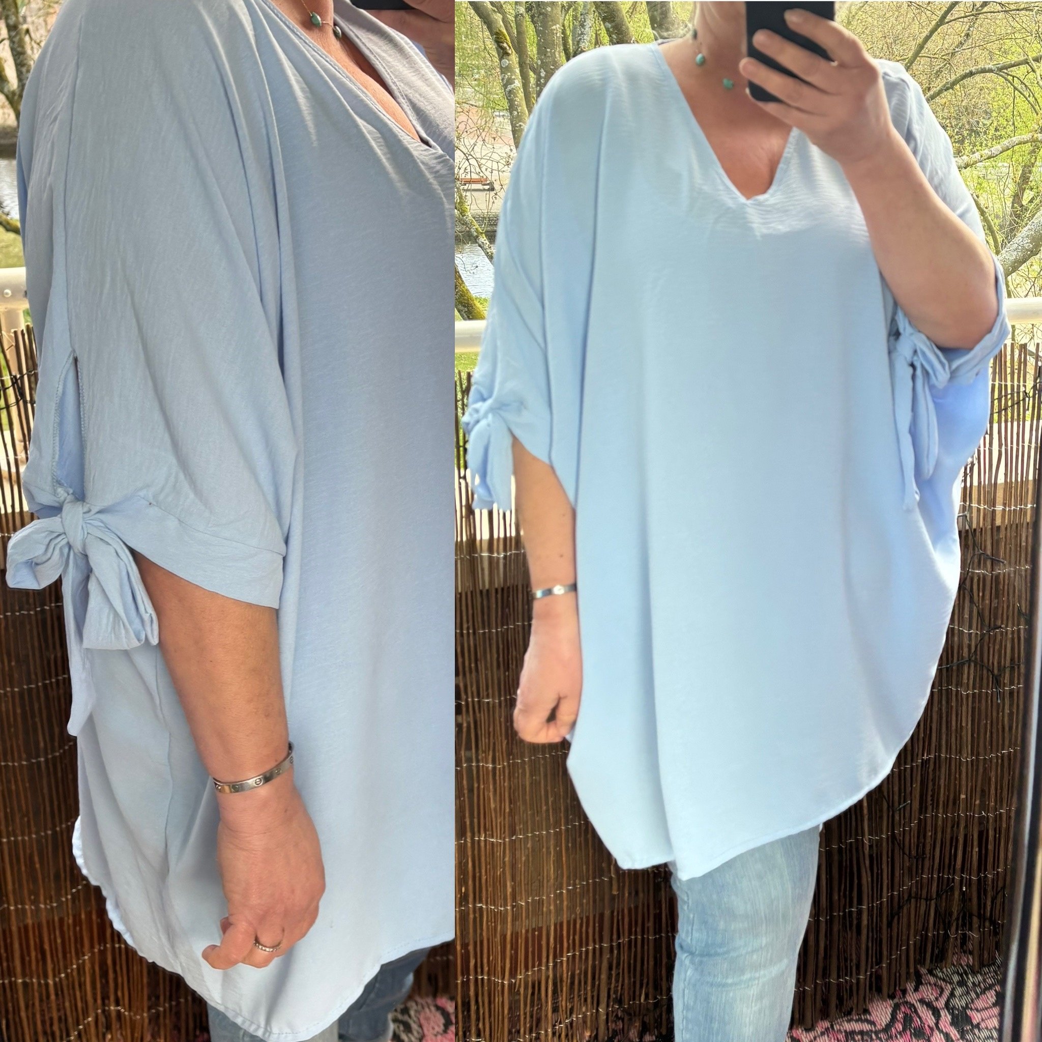 TUNIEK V HALS STRIK MOUW MATEN 48 TOT 54