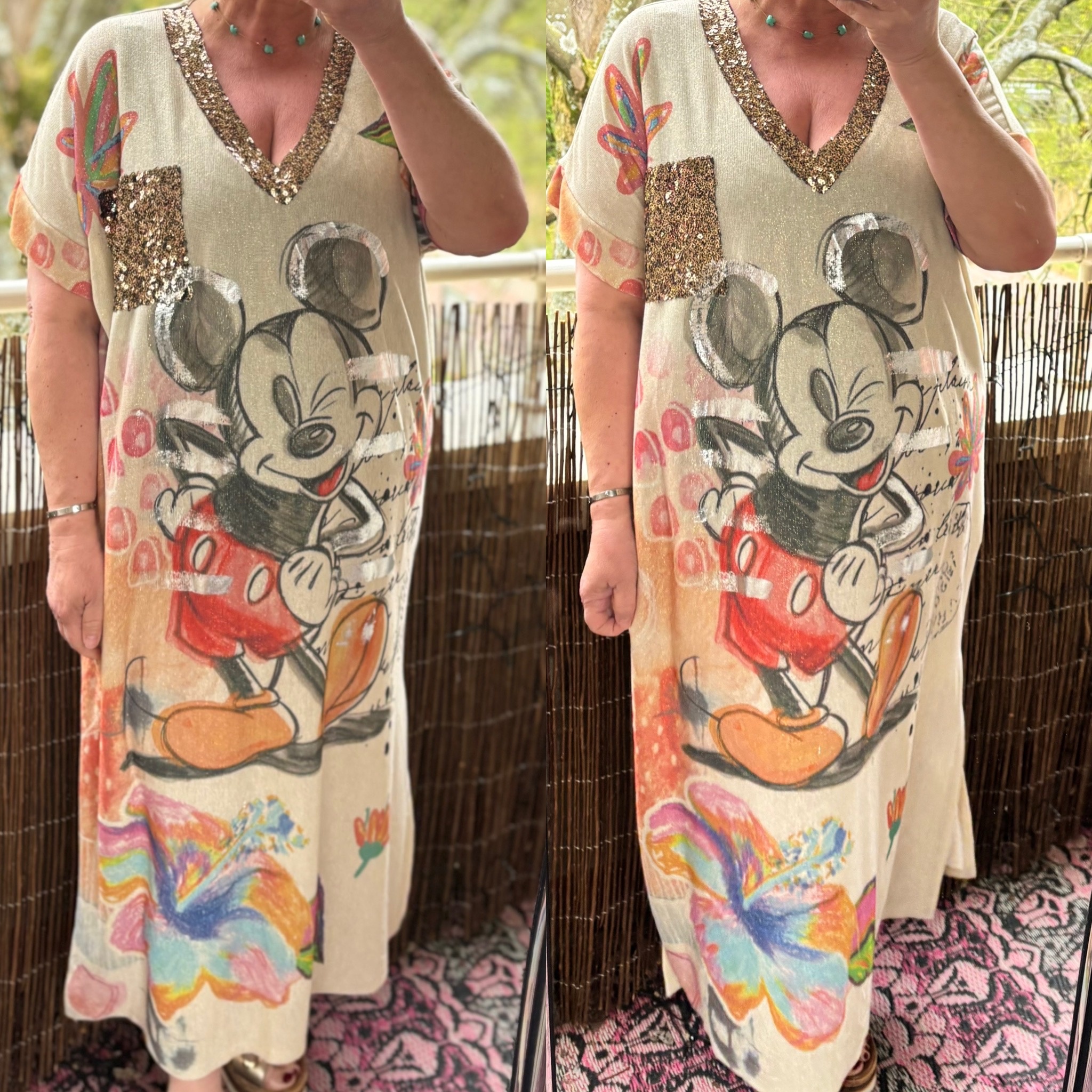 JURK MICKEY LUREX PAILLETEN MATEN 44 TOT 48/50