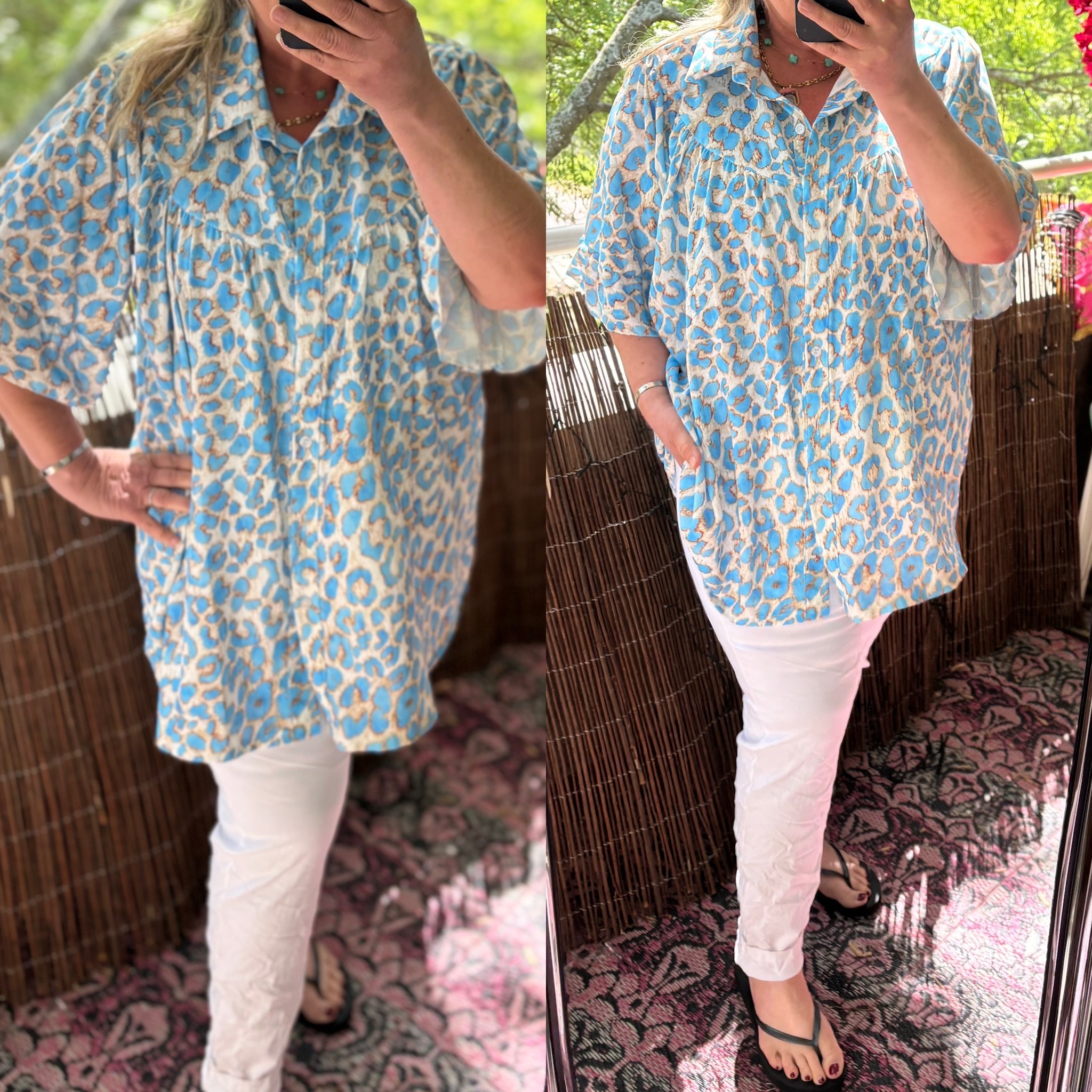 BLOUSE PANTER PASTEL MATEN 44 TOT 52