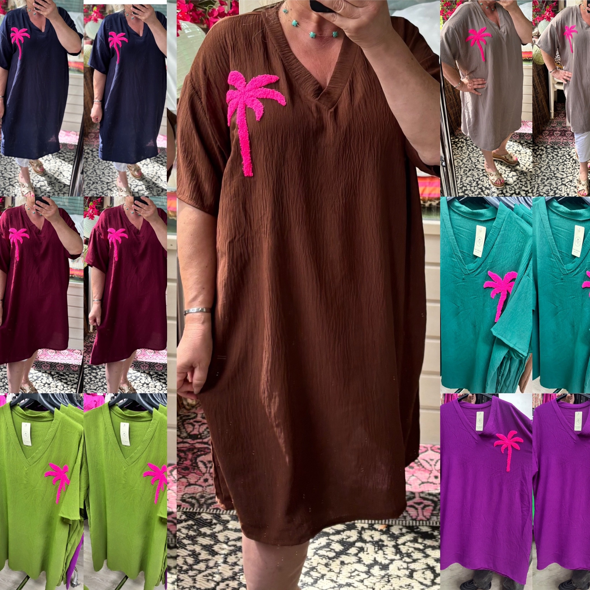 TUNIEK JURK PALM MATEN 44/46 TOT 52/54