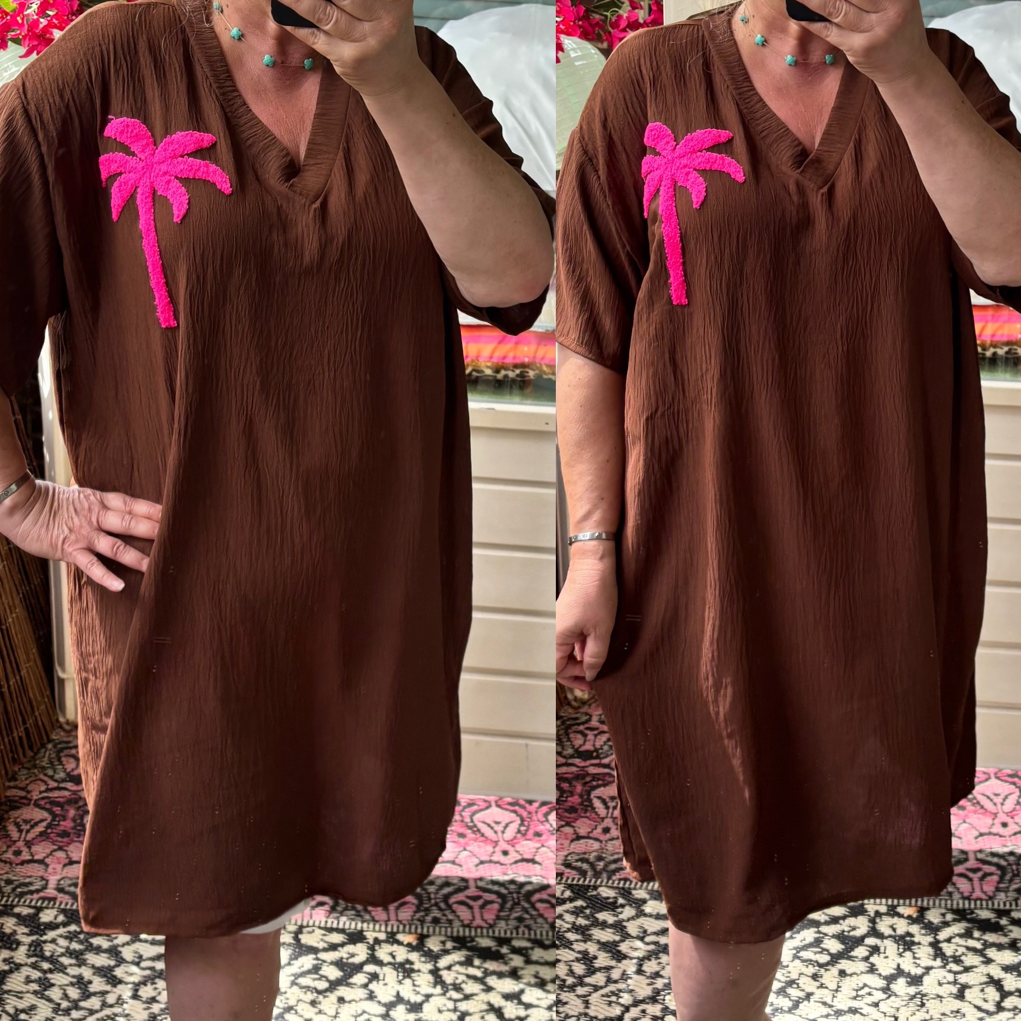 TUNIEK JURK PALM MATEN 44/46 TOT 52/54