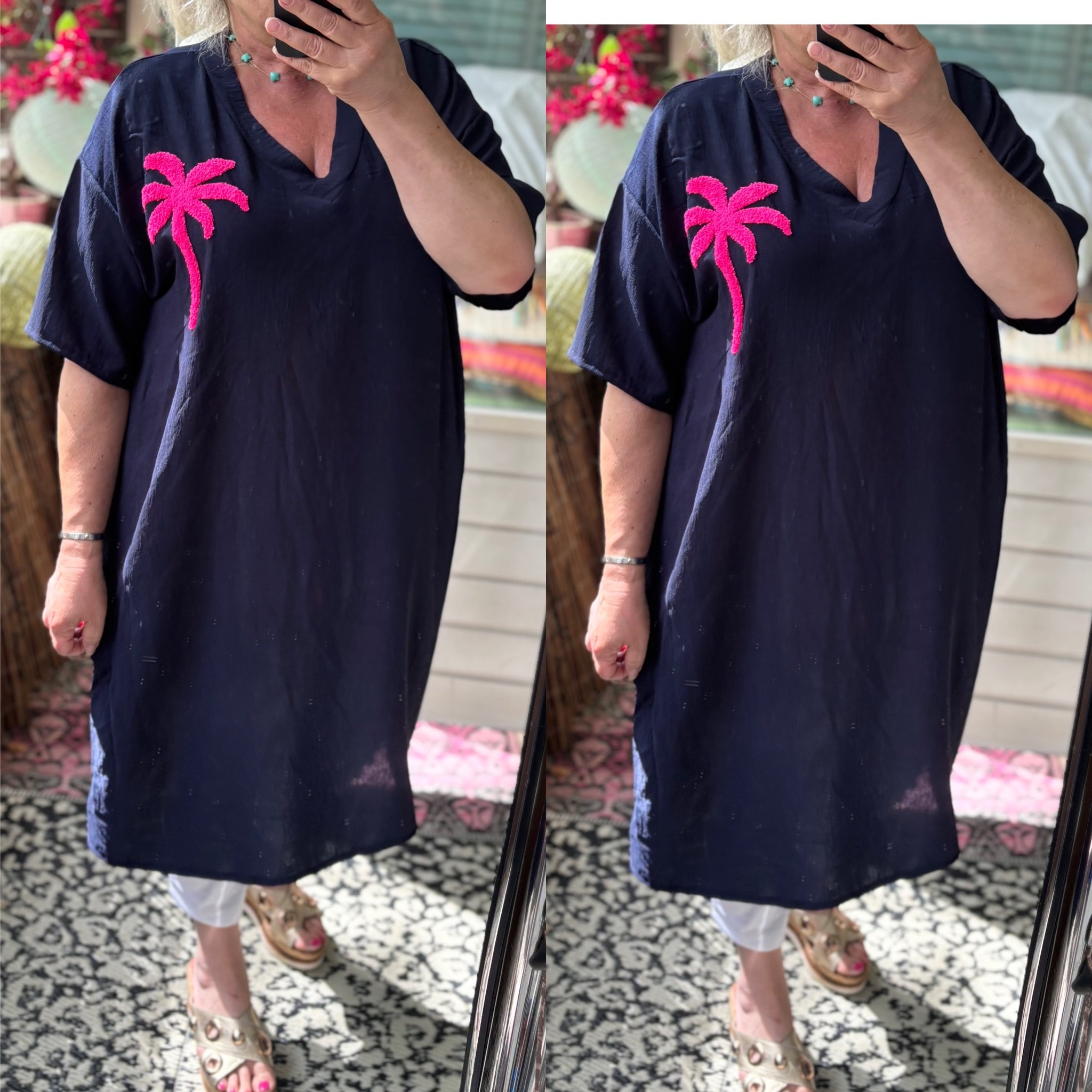 TUNIEK JURK PALM MATEN 44/46 TOT 52/54