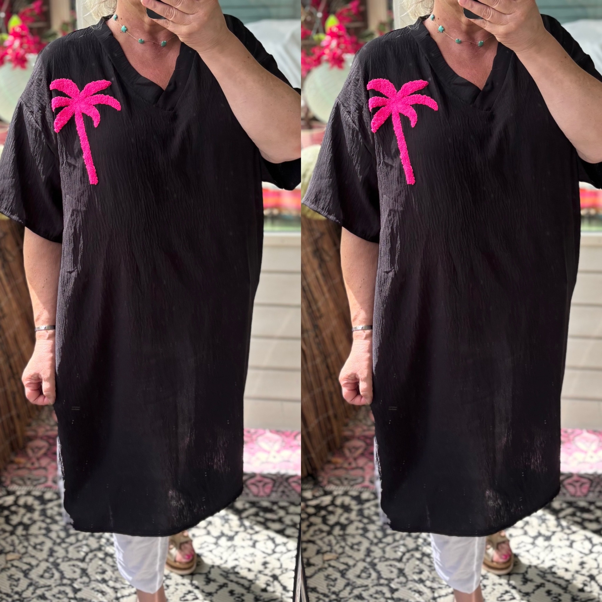 TUNIEK JURK PALM MATEN 44/46 TOT 52/54
