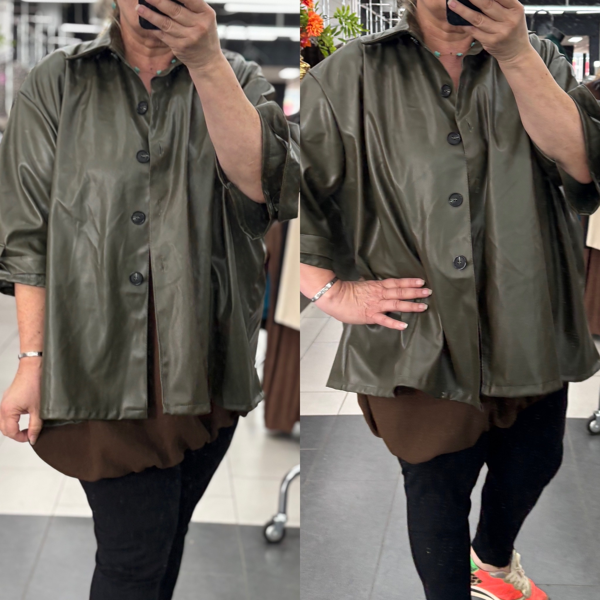 LEATHER LOOK HIP MATEN 44 TOT 54/56