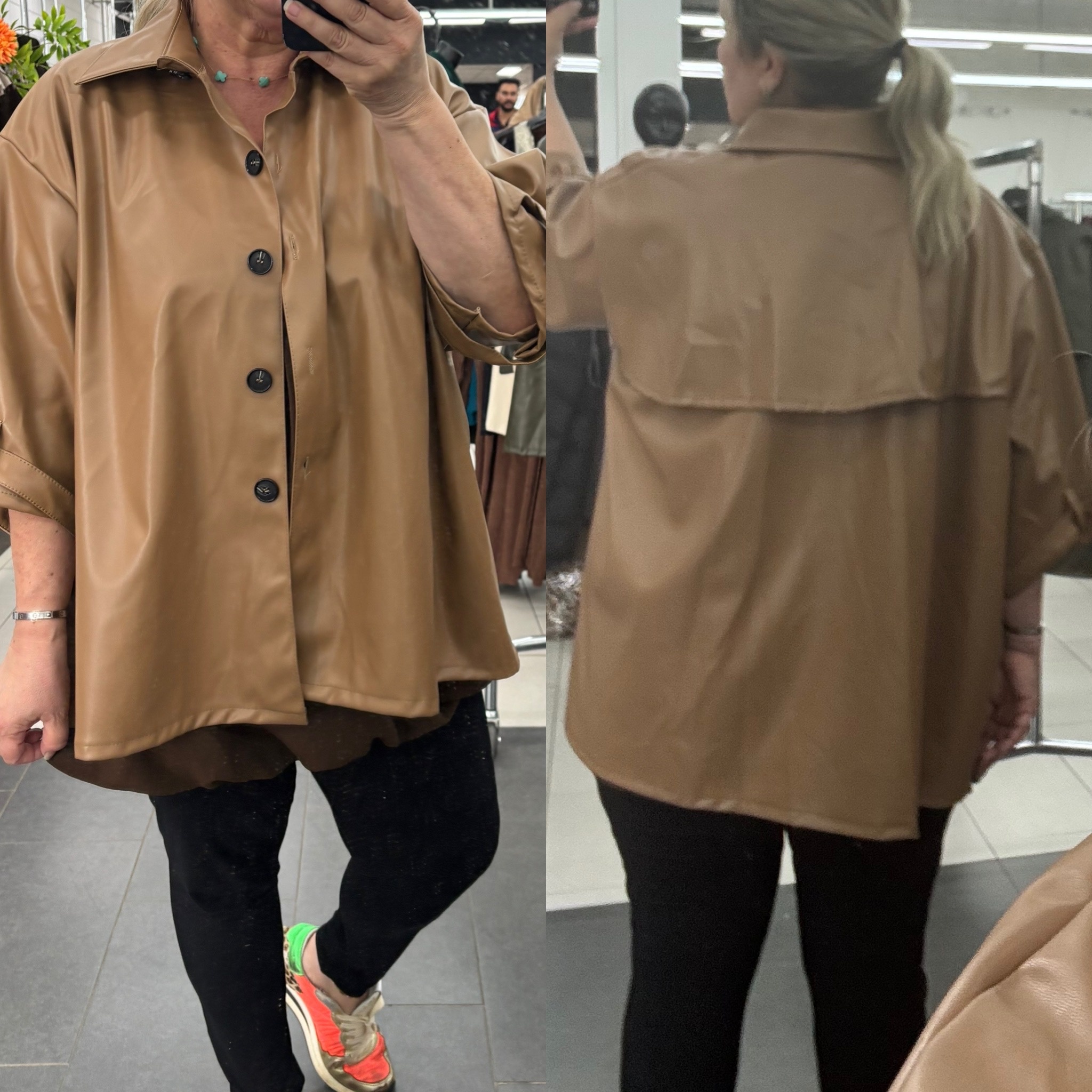 LEATHER LOOK HIP MATEN 44 TOT 54/56