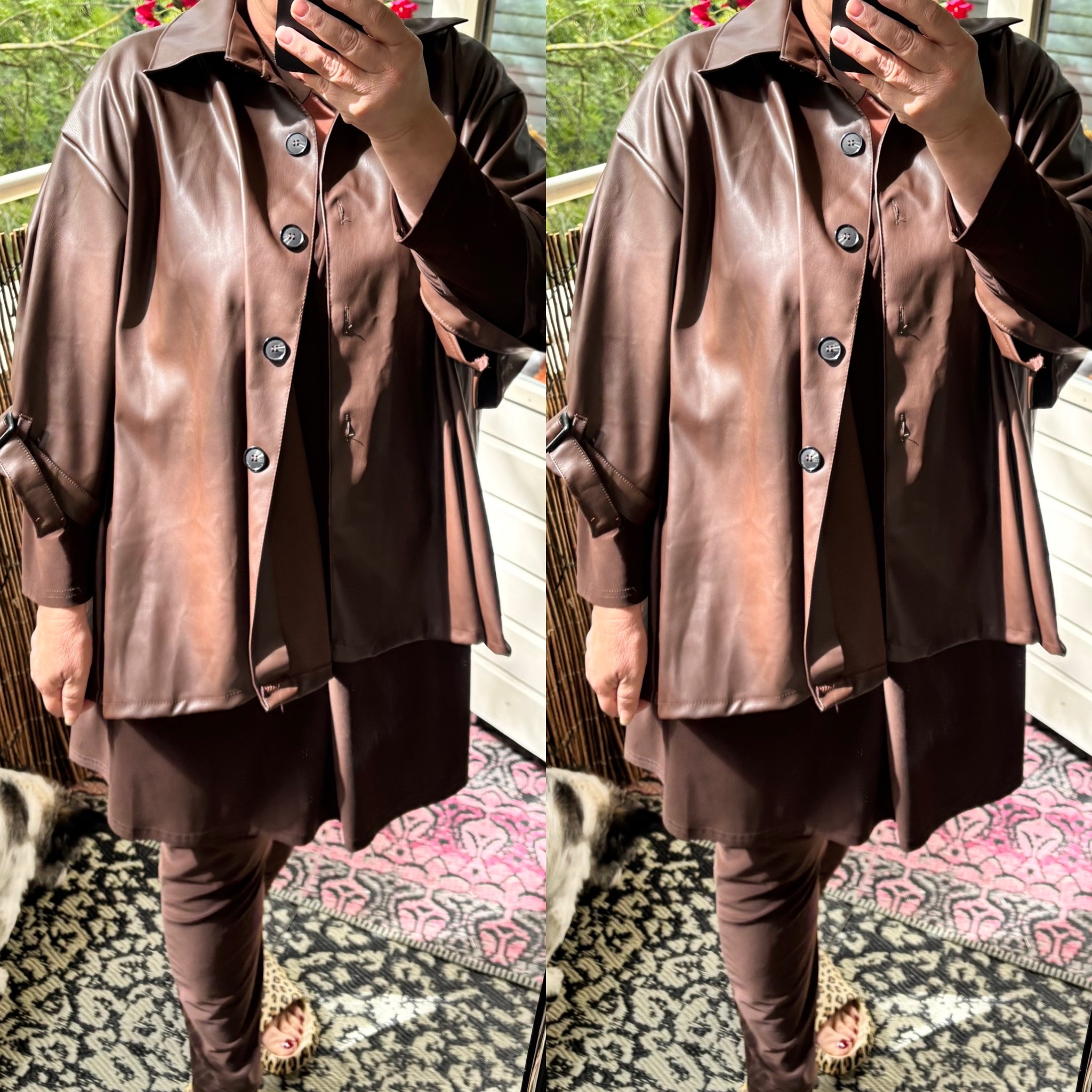 LEATHER LOOK HIP MATEN 44 TOT 54/56