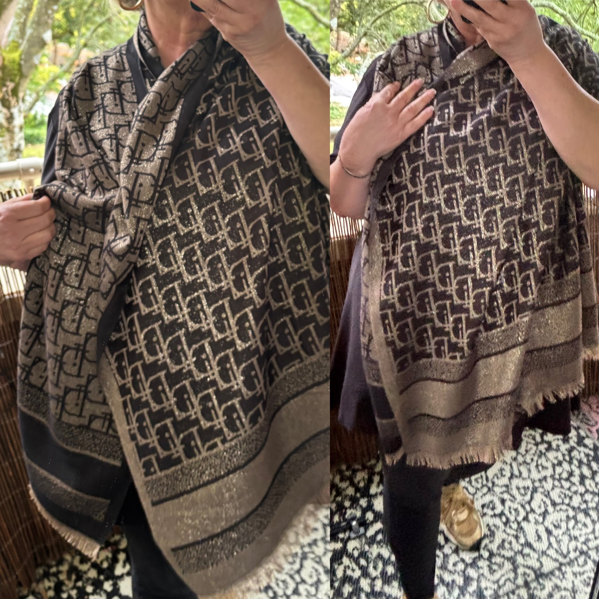 SHAWL DD  VISCOSE/ZIJDE MET GOUD EEN PLAATJE