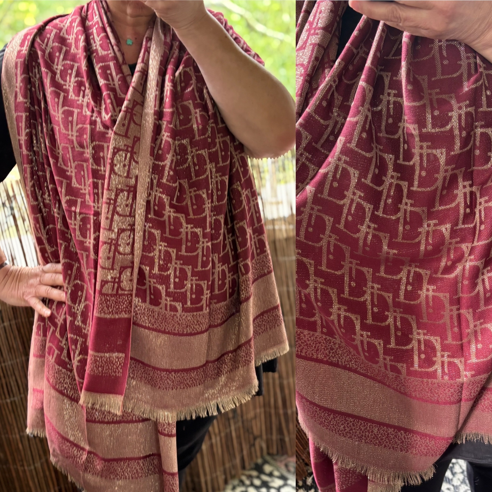 SHAWL DD  VISCOSE/ZIJDE MET GOUD EEN PLAATJE