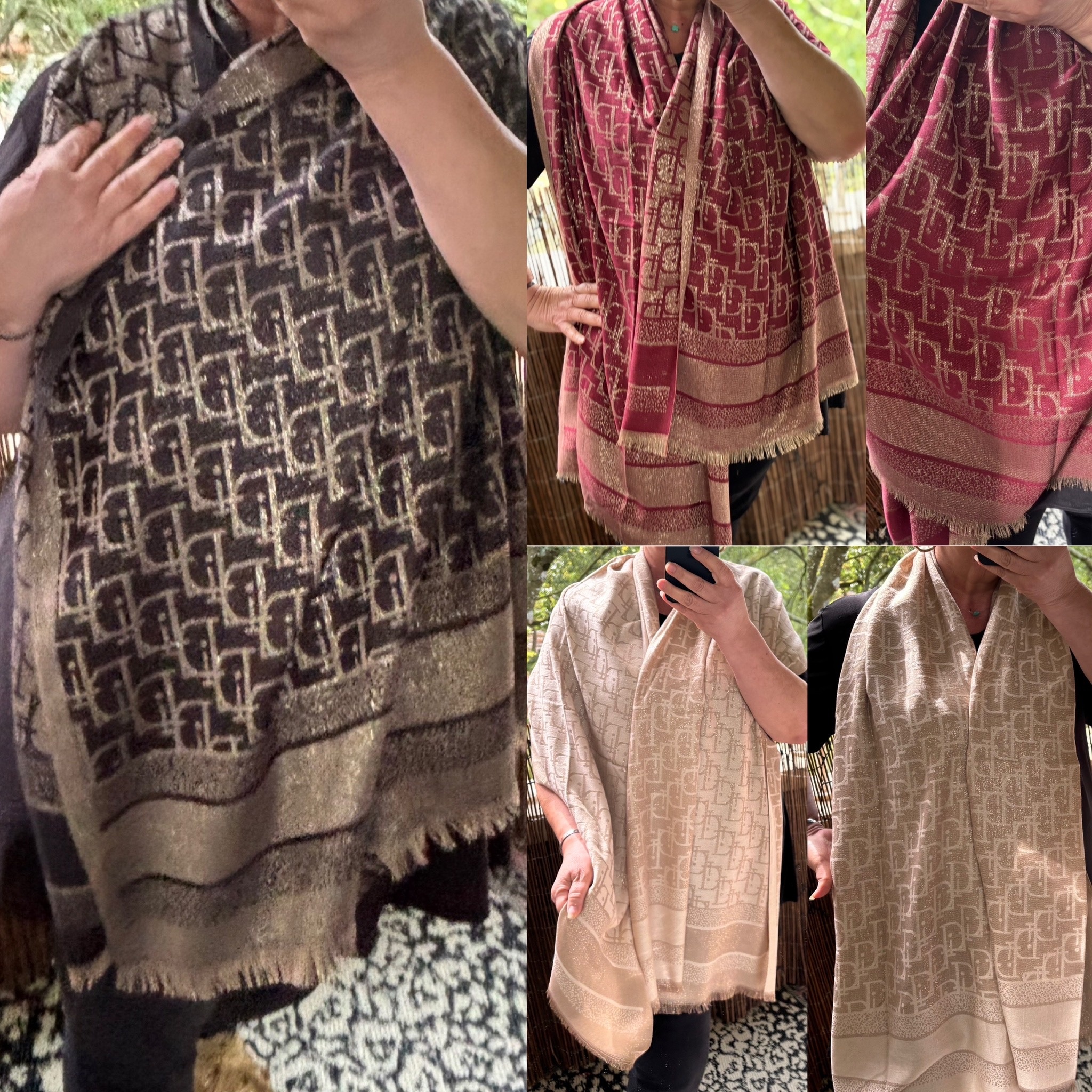SHAWL DD  VISCOSE/ZIJDE MET GOUD EEN PLAATJE
