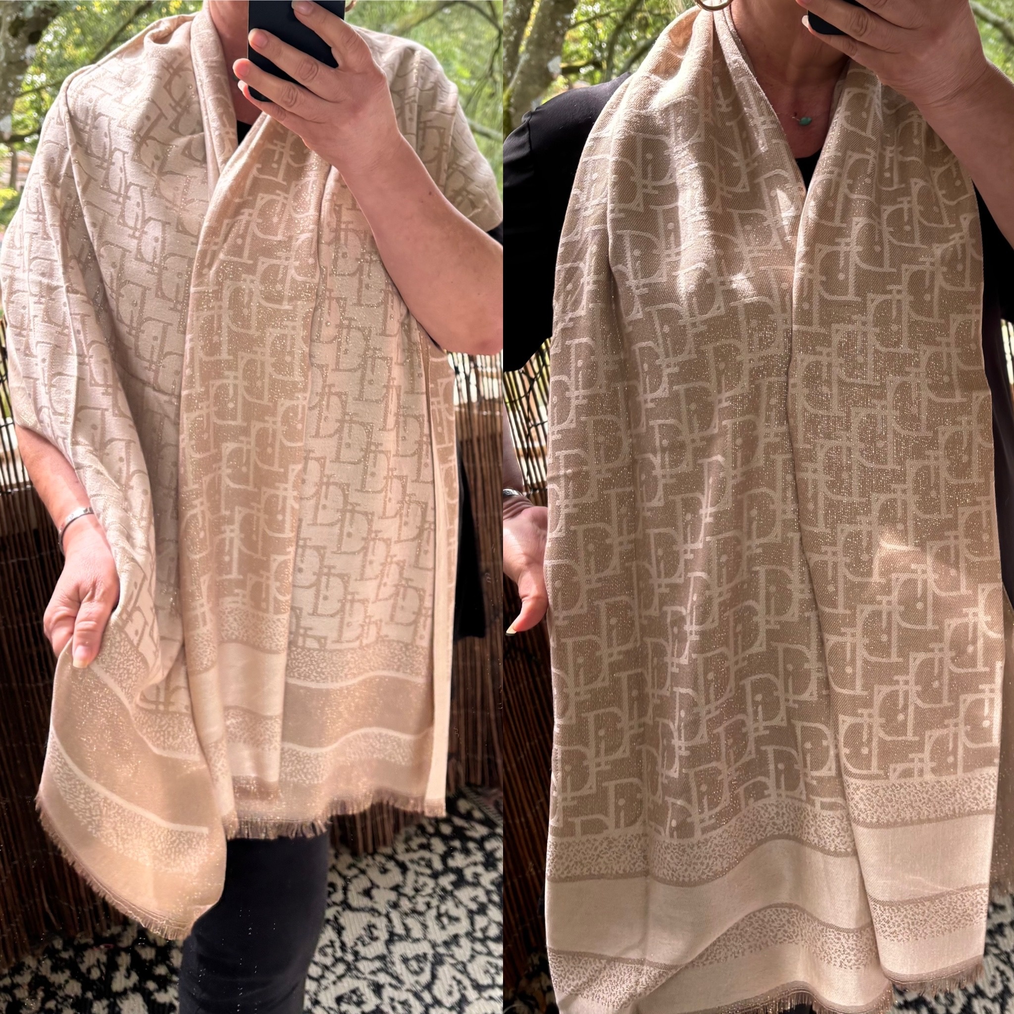 SHAWL DD  VISCOSE/ZIJDE MET GOUD EEN PLAATJE