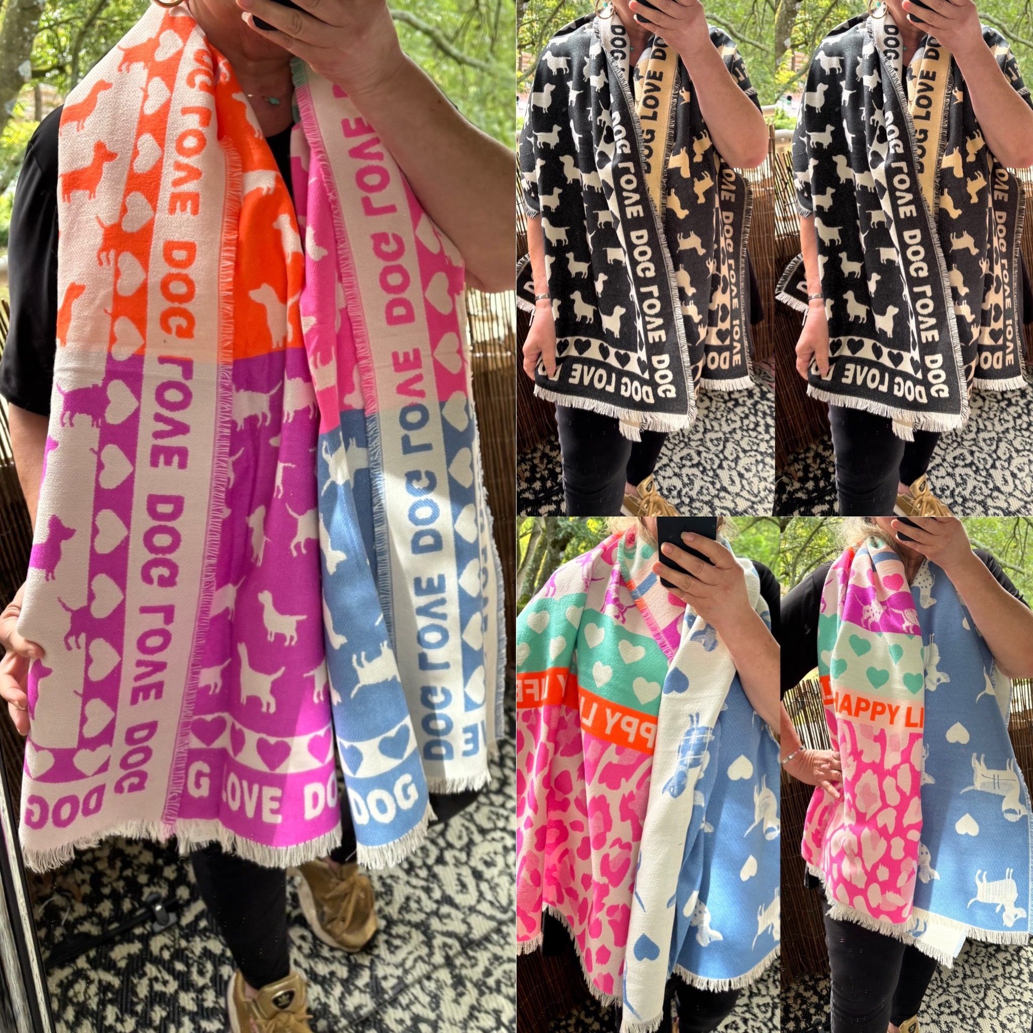 SHAWL ACRYL HAPPY IN 3 KLEUREN EN COMBI