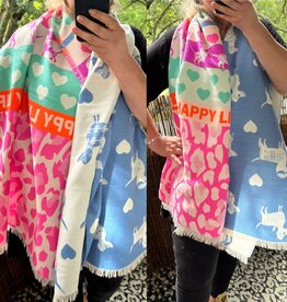 SHAWL ACRYL HAPPY IN 3 KLEUREN EN COMBI
