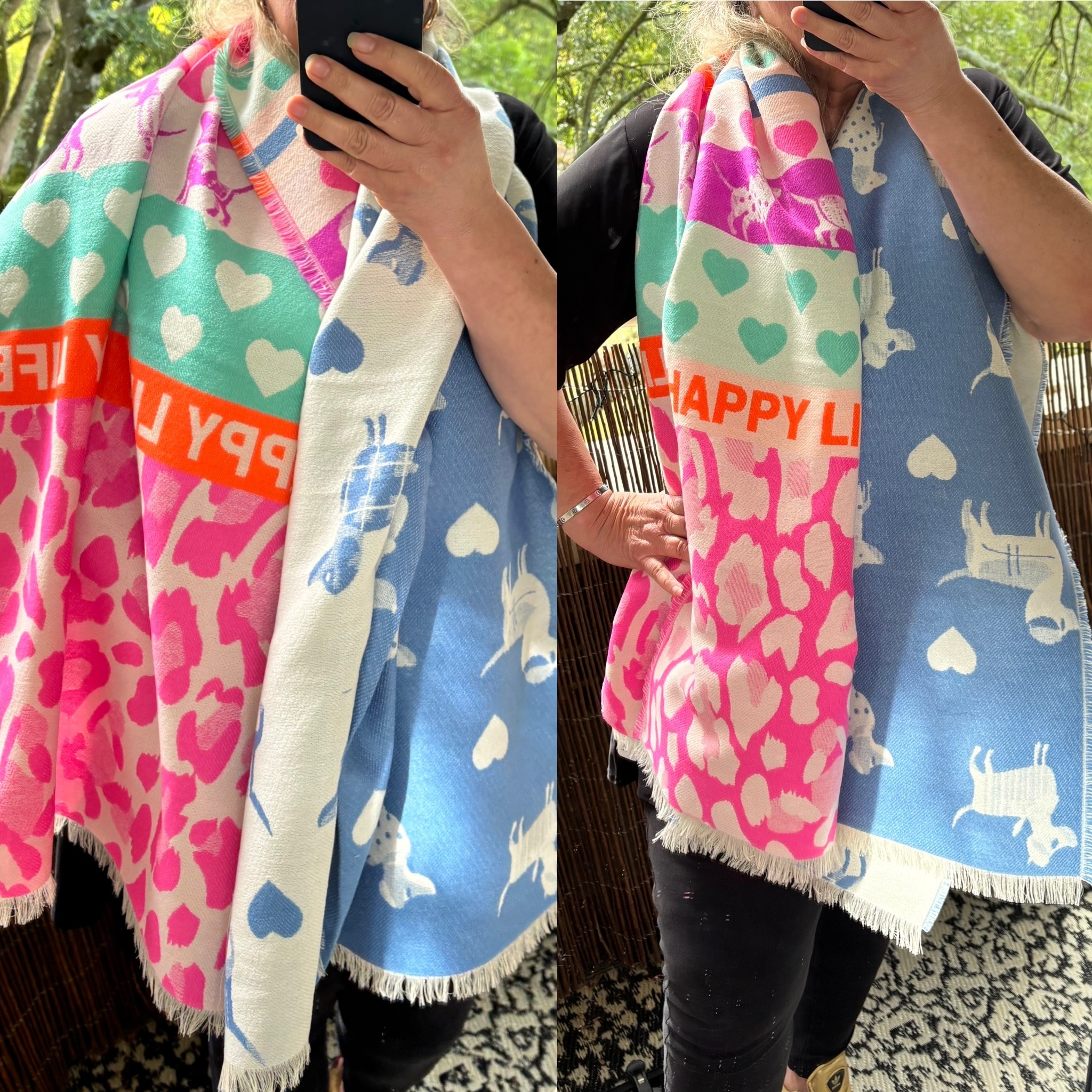 SHAWL ACRYL HAPPY IN 3 KLEUREN EN COMBI