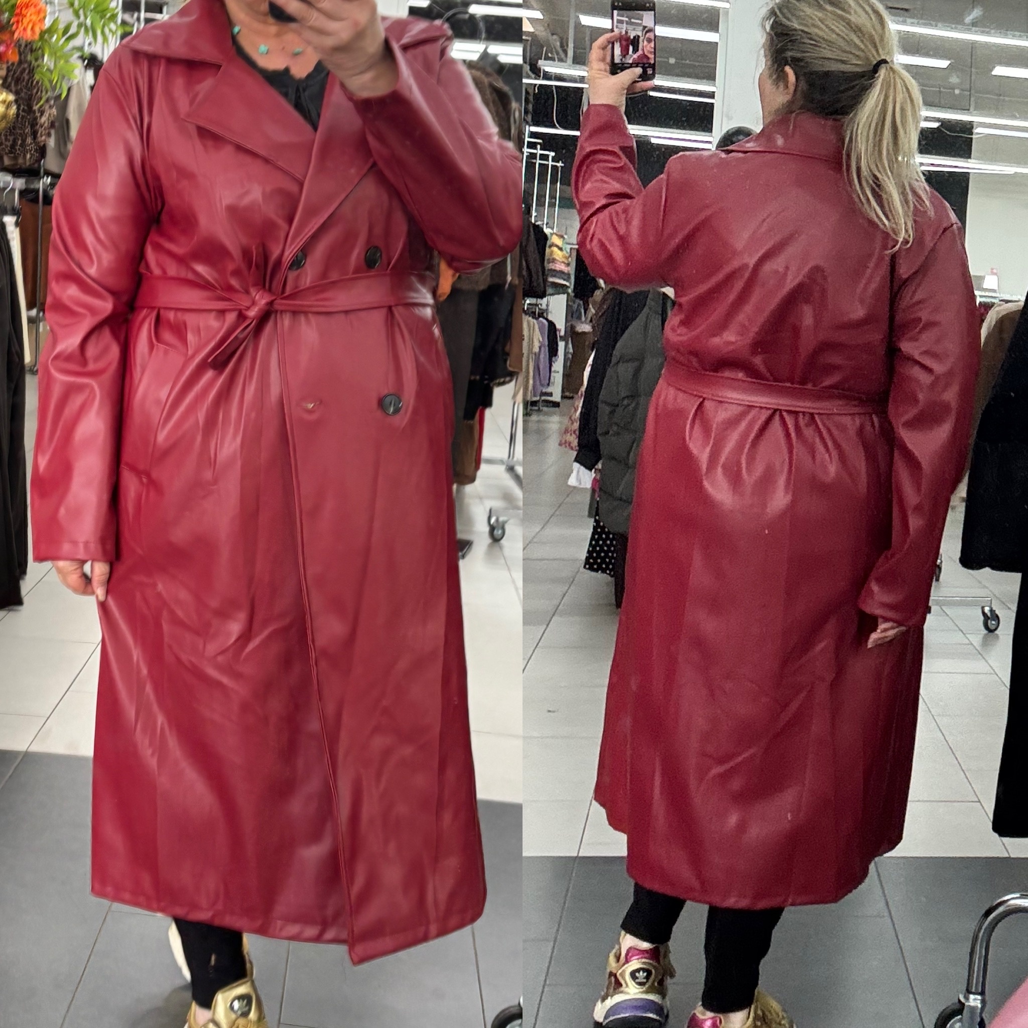 LEATHER LOOK TRENCHCOAT MATEN 44 TOT 48/50