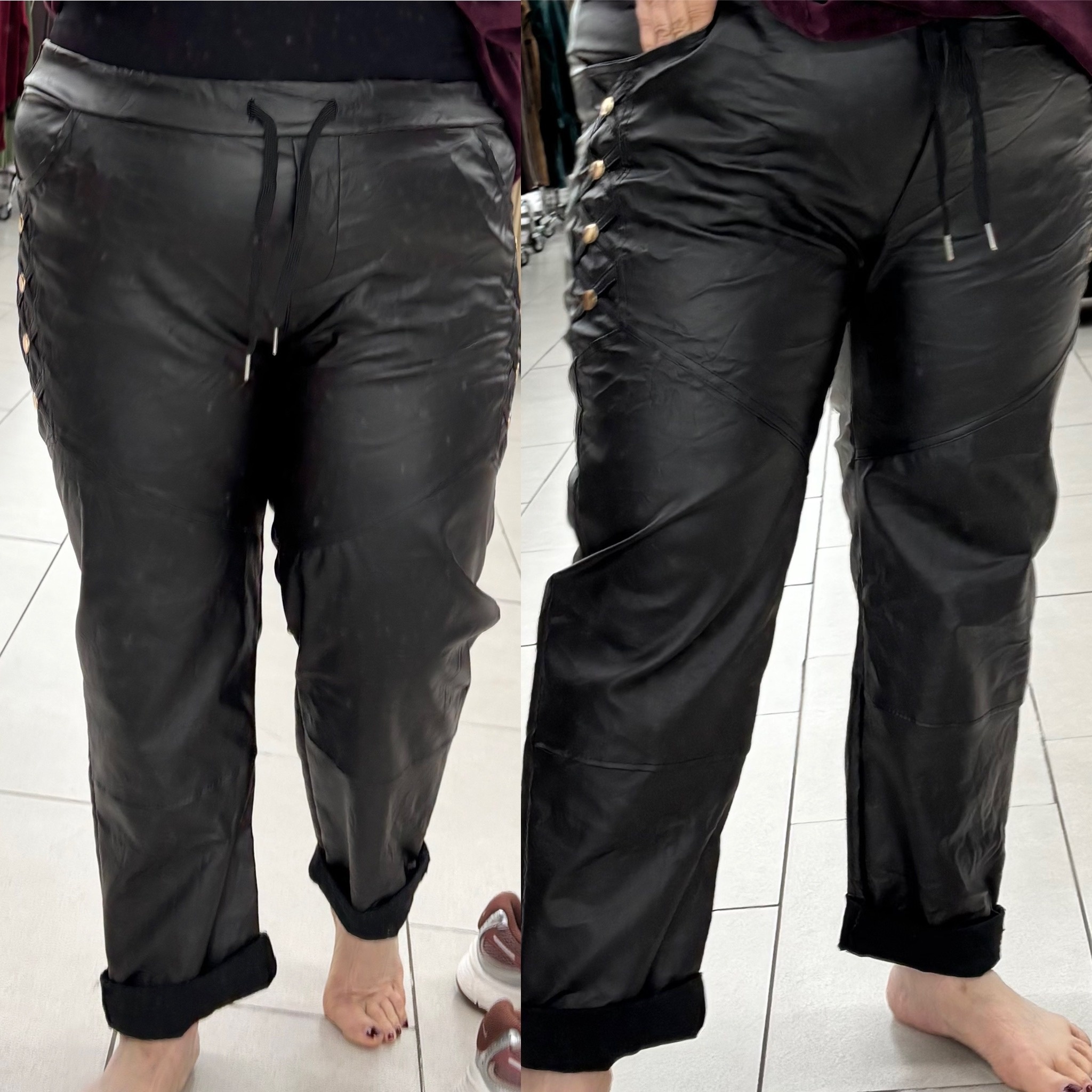 LEATHER LOOK BROEK STOER MATEN 44/46 tot 50 kleine 52