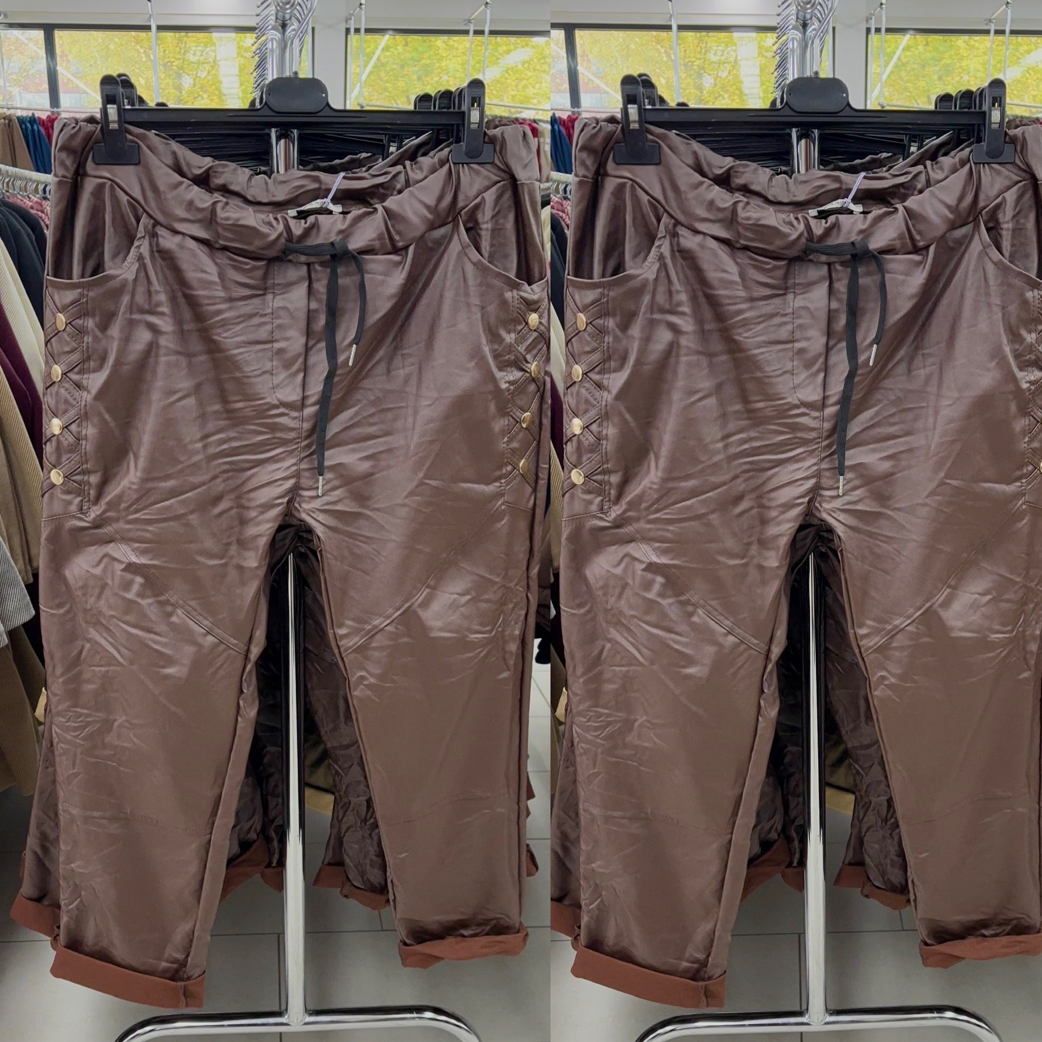 LEATHER LOOK BROEK STOER MATEN 44/46 tot 50 kleine 52