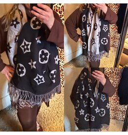 SHAWL ROYAL GRIJS/ZWART