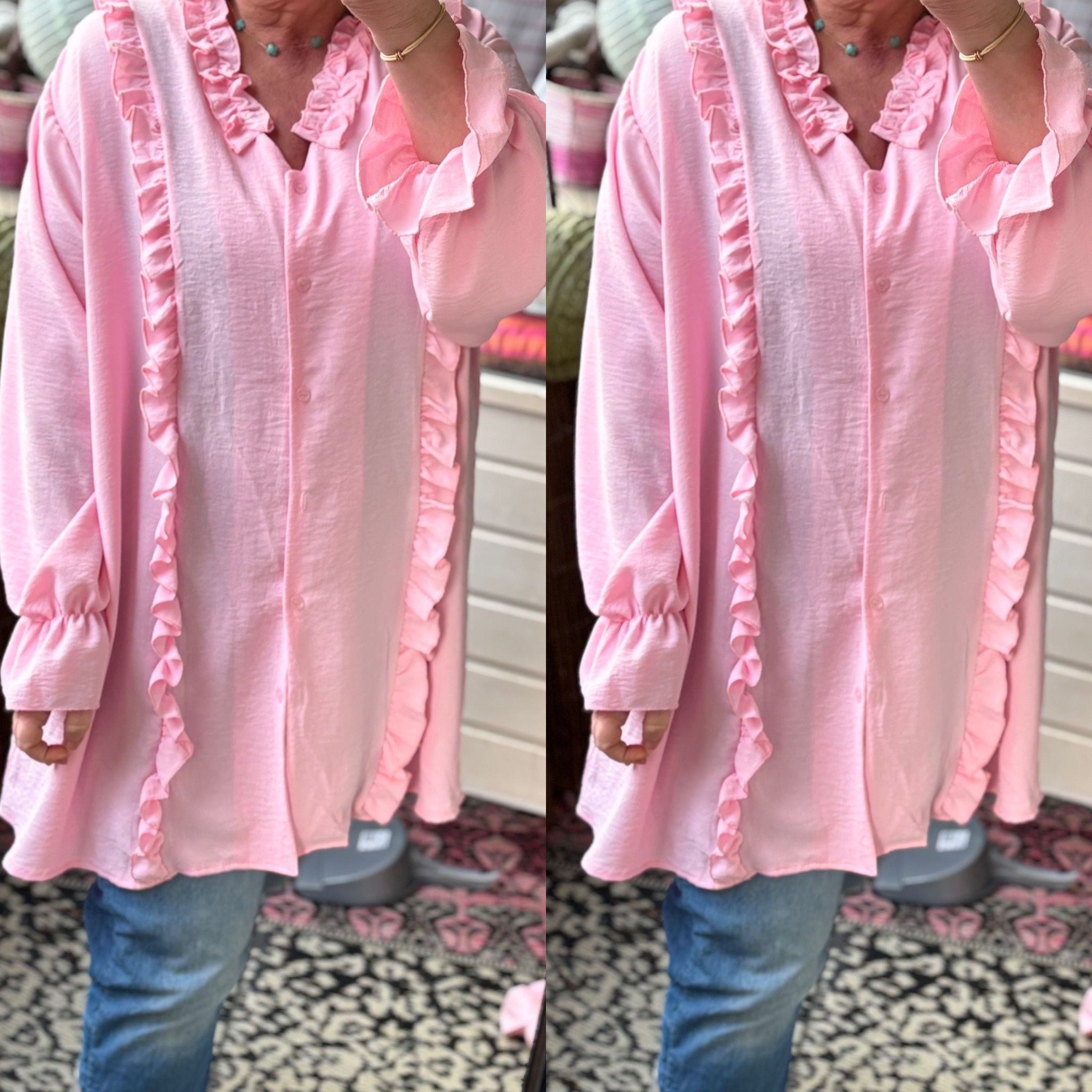 BLOUSE RUFFIE MATEN 48/50 TOT 54/56