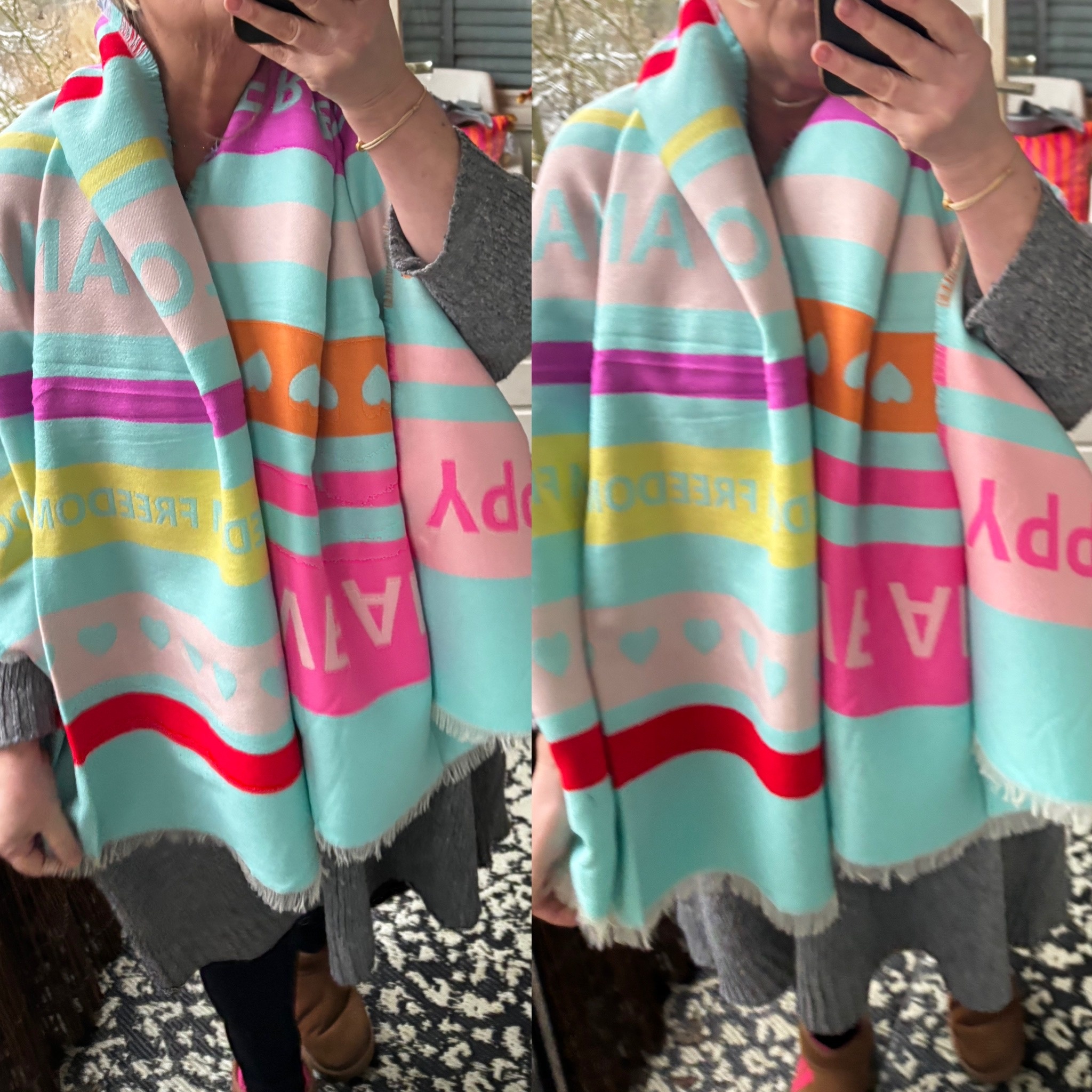 SHAWL ACRYL HAPPY IN 3 KLEUREN EN COMBI