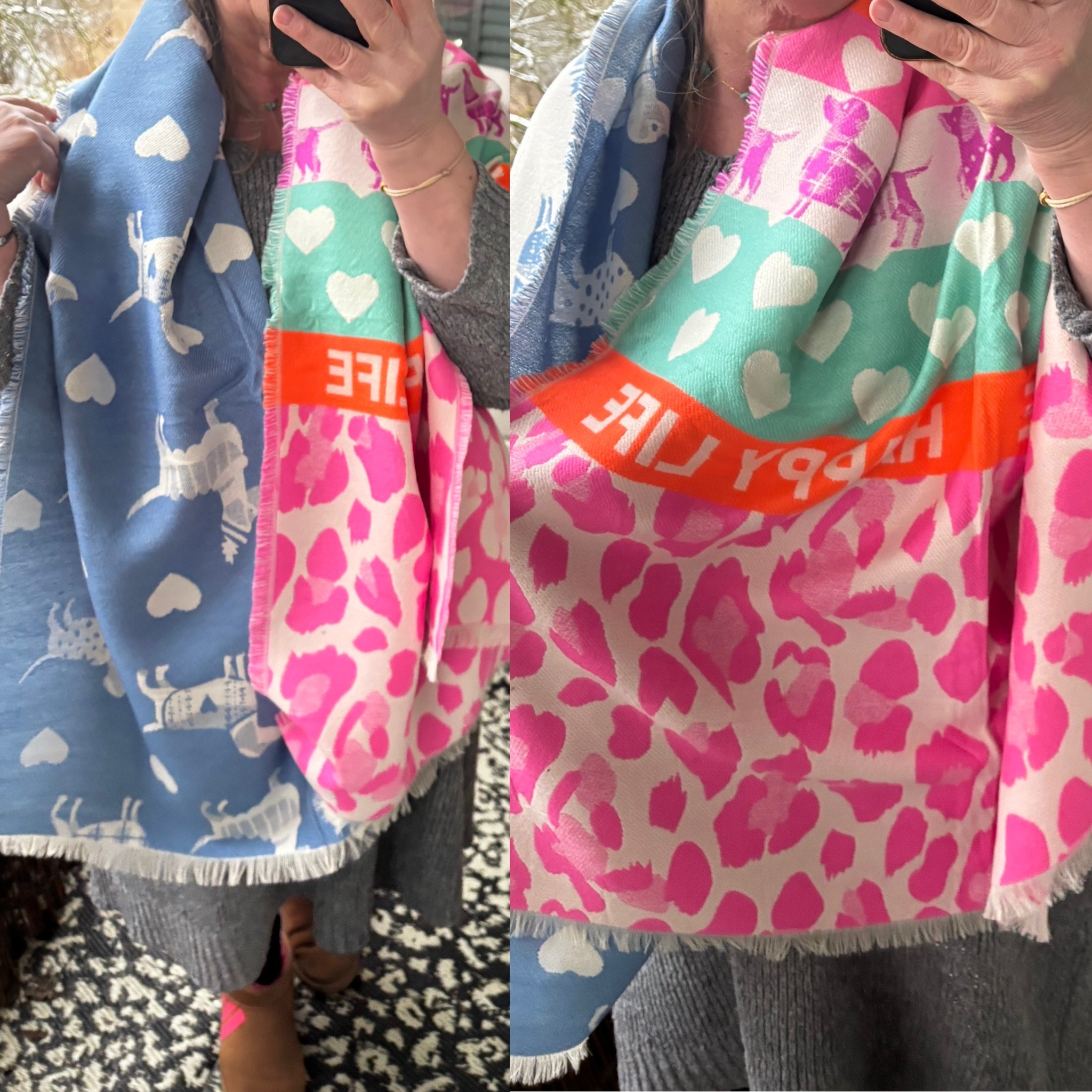 SHAWL ACRYL HAPPY IN 3 KLEUREN EN COMBI