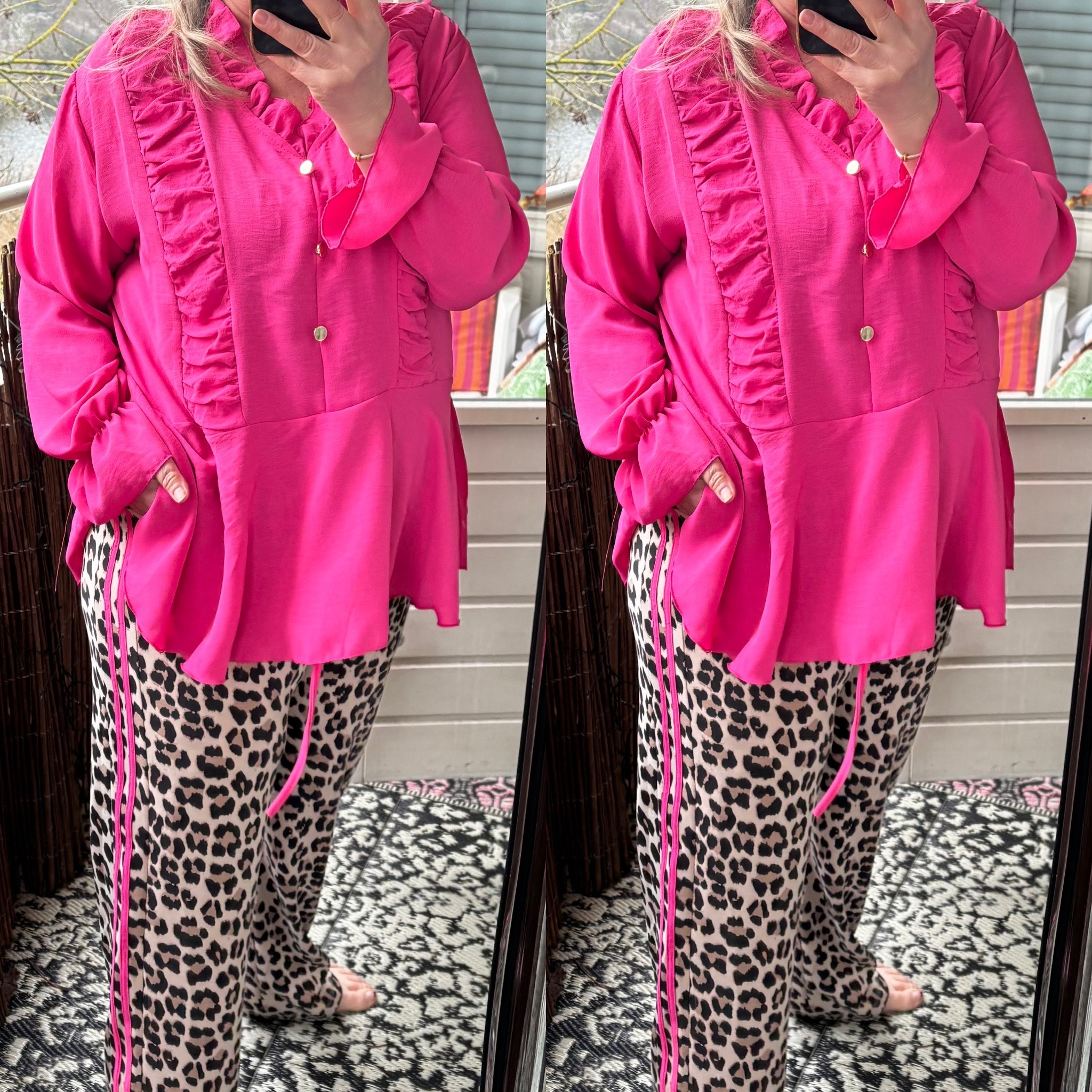 BLOUSE RUFFLE SCHOOTJE MATEN 44 TOT 50 KLEINE 52