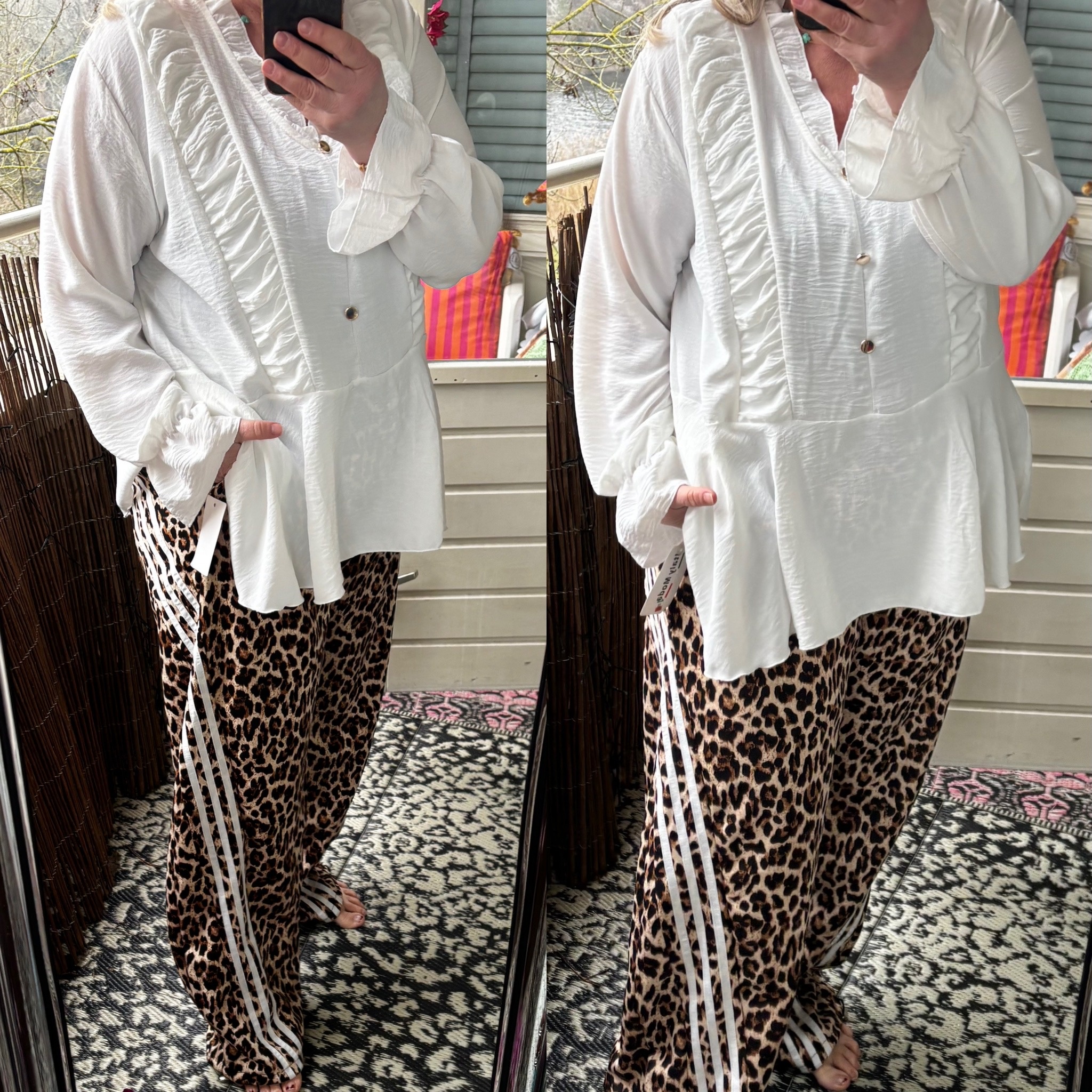 BLOUSE RUFFLE SCHOOTJE MATEN 44 TOT 50 KLEINE 52