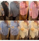 KATOEN BLOUSJE RUIT/ BORDUUR MATEN 44 TOT 52