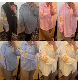 KATOEN BLOUSJE RUIT/ BORDUUR MATEN 44 TOT 52