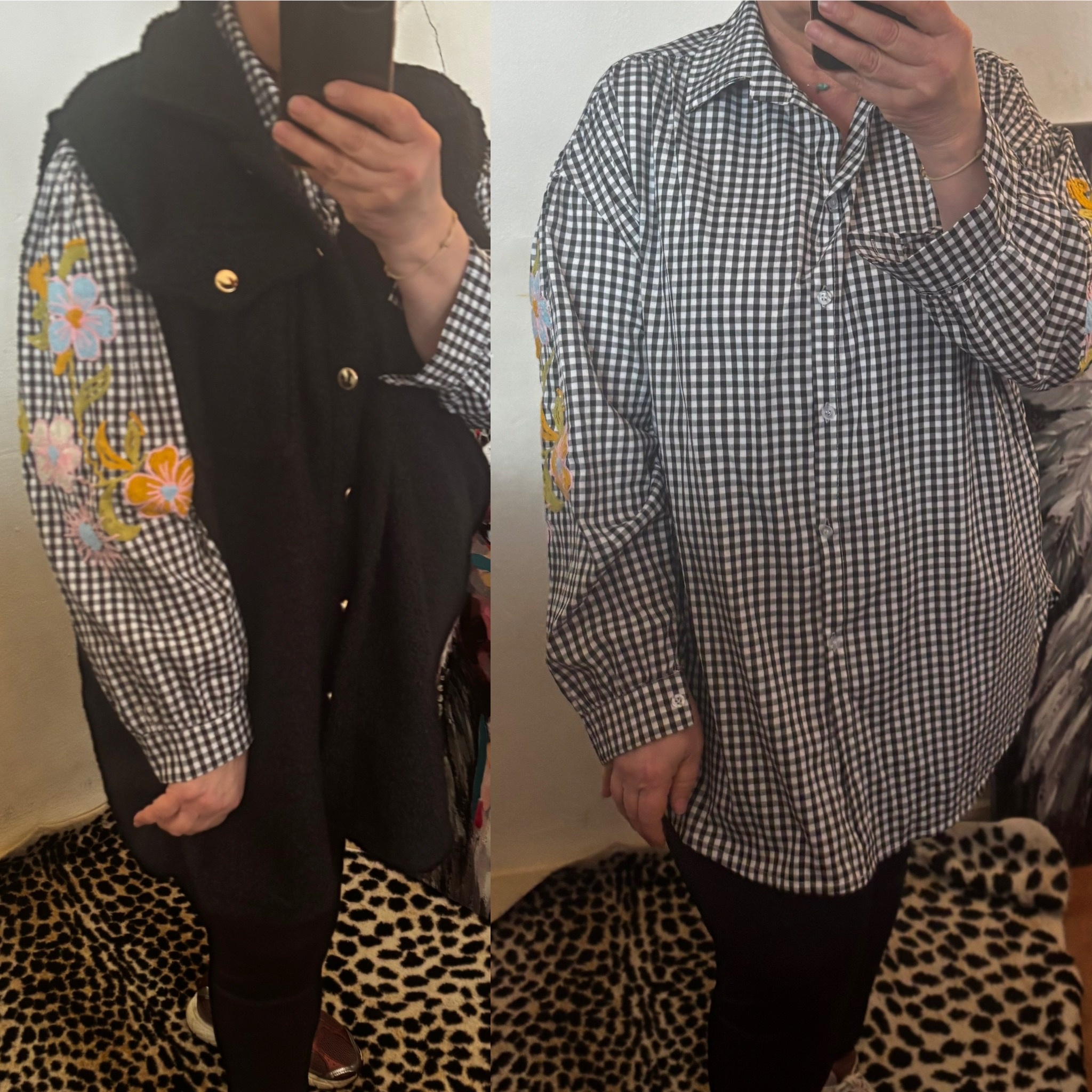 KATOEN BLOUSJE RUIT/ BORDUUR MATEN 44 TOT 52