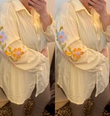 KATOEN BLOUSJE RUIT/ BORDUUR MATEN 44 TOT 52