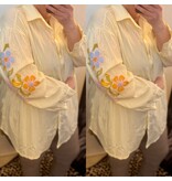 KATOEN BLOUSJE RUIT/ BORDUUR MATEN 44 TOT 52