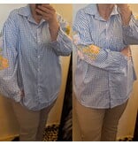 KATOEN BLOUSJE RUIT/ BORDUUR MATEN 44 TOT 52