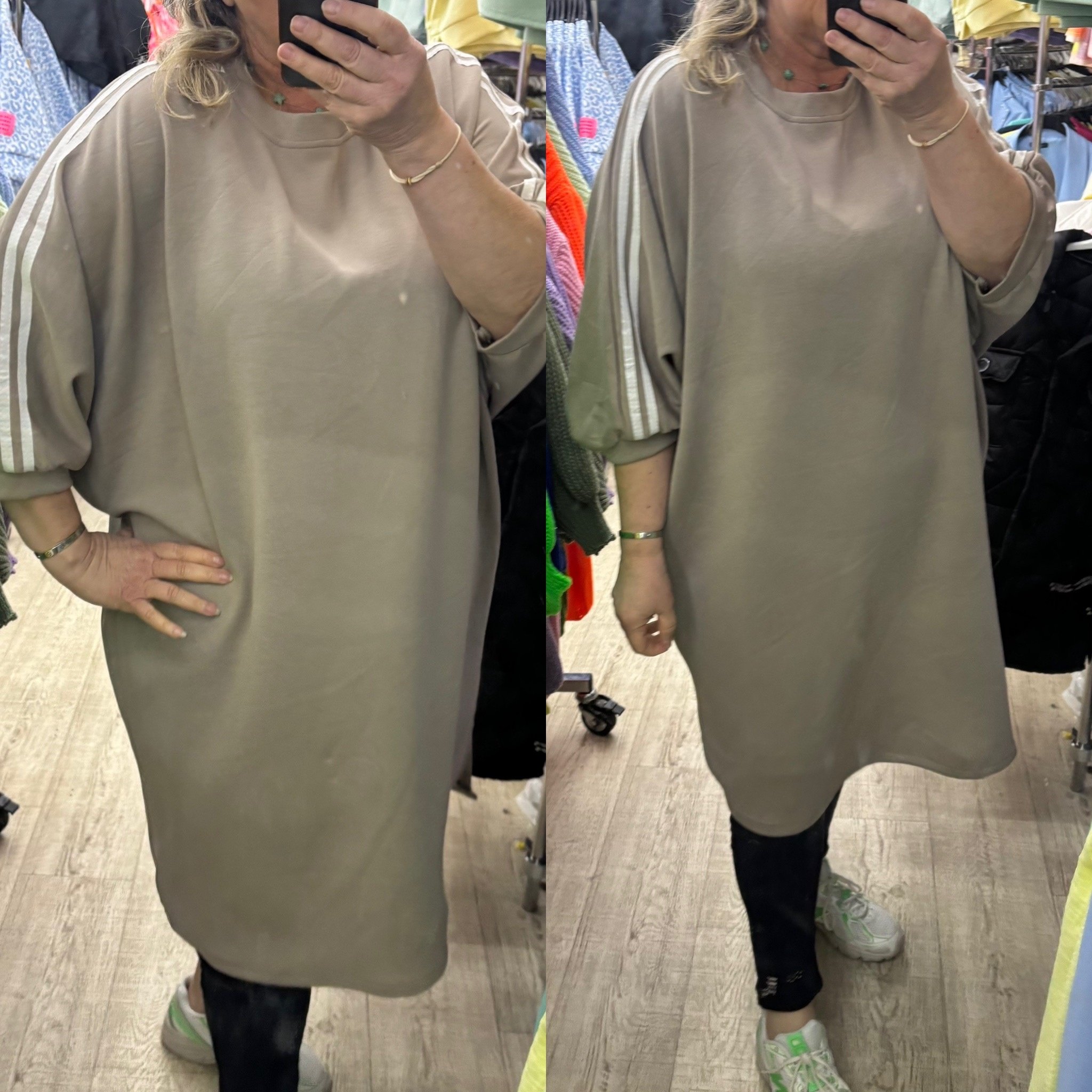 SWEATERDRESS STREEP MATEN 50 TOT RUIM 56