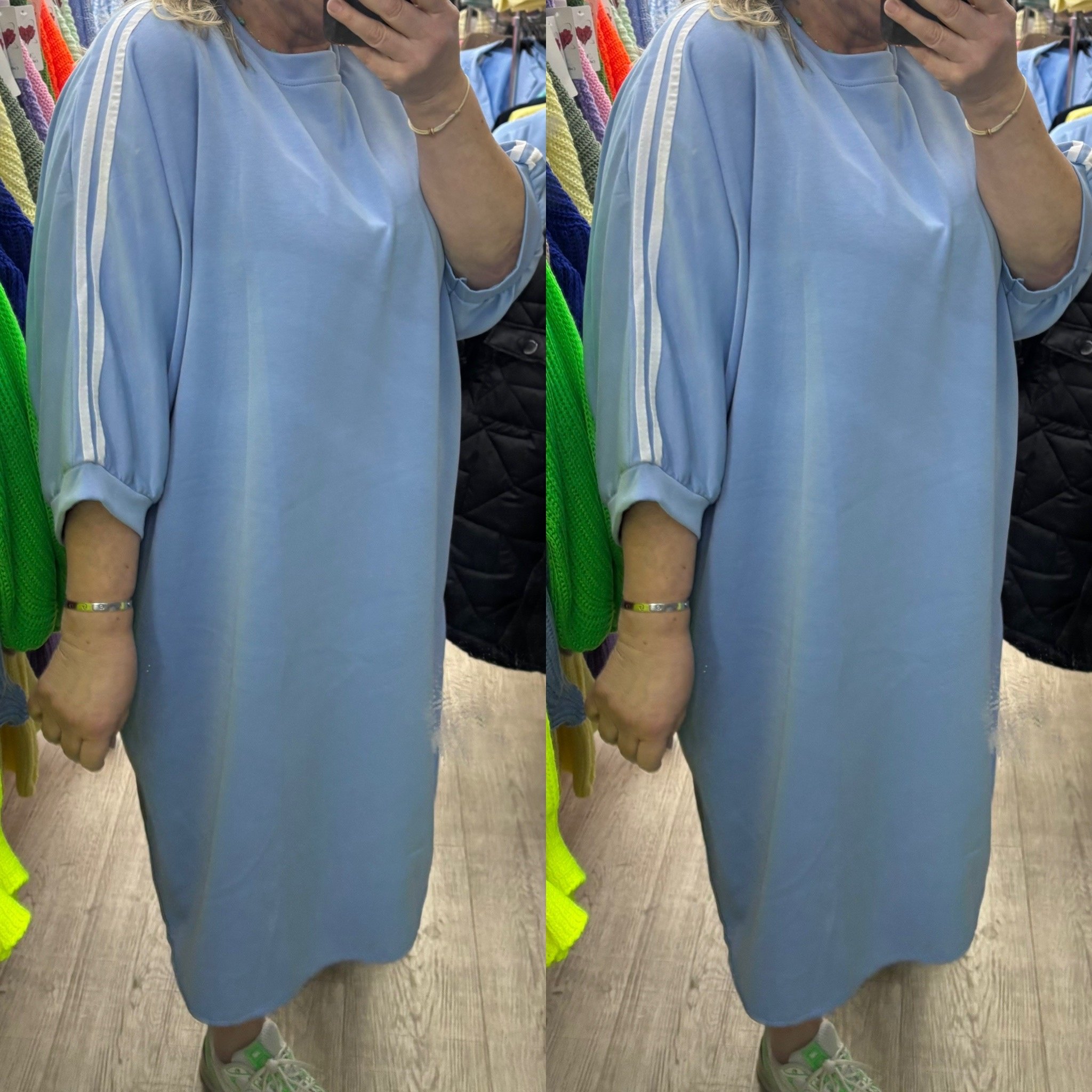 SWEATERDRESS STREEP MATEN 50 TOT RUIM 56