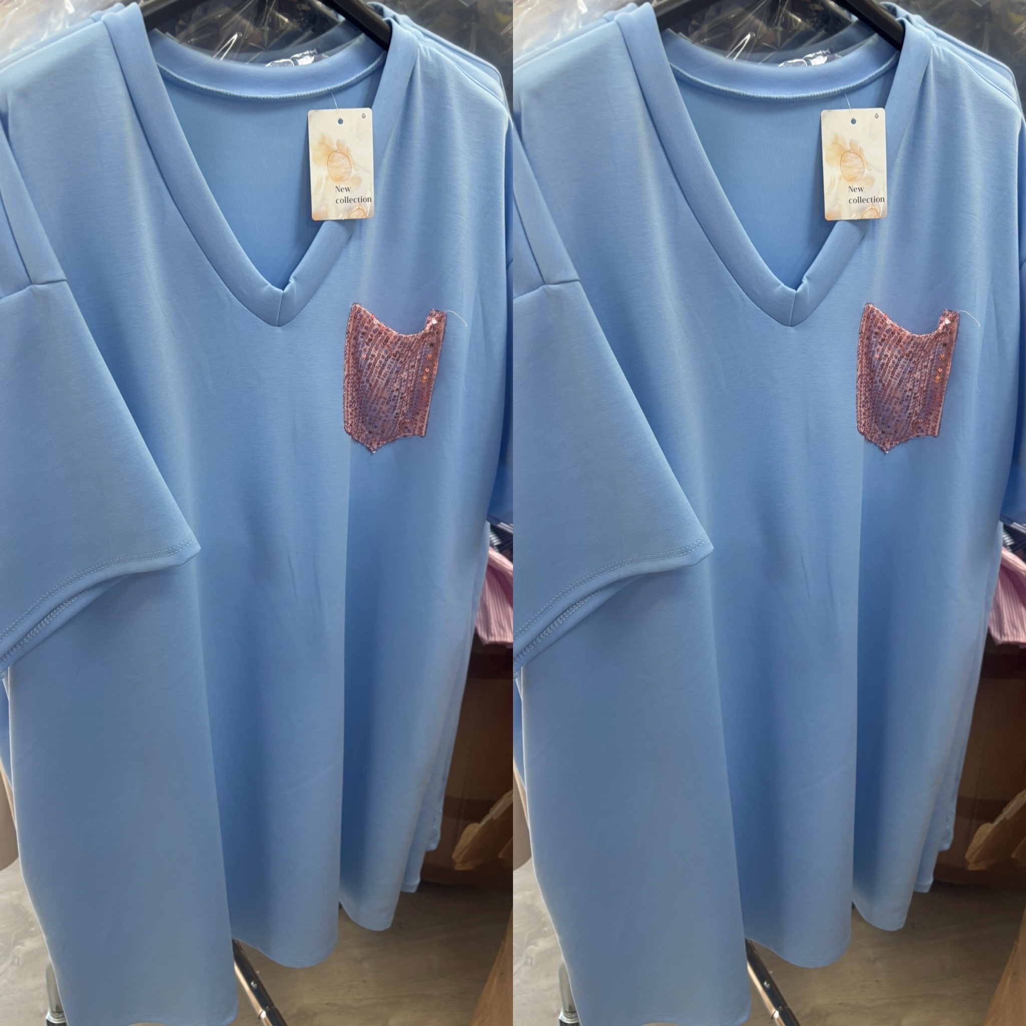 SWEATERDRESS V HALS BLING MATEN 46 TOT 54