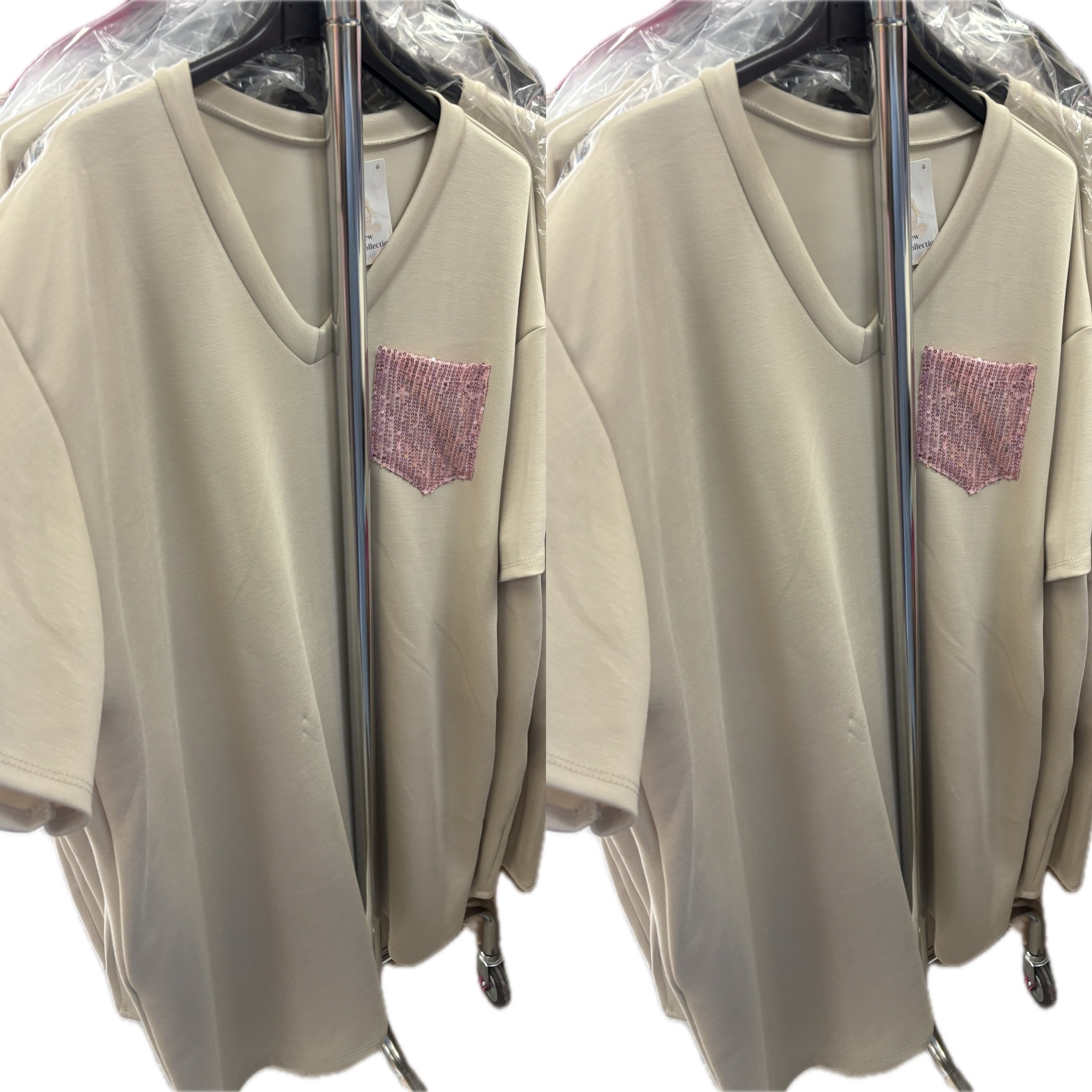 SWEATERDRESS V HALS BLING MATEN 46 TOT 54