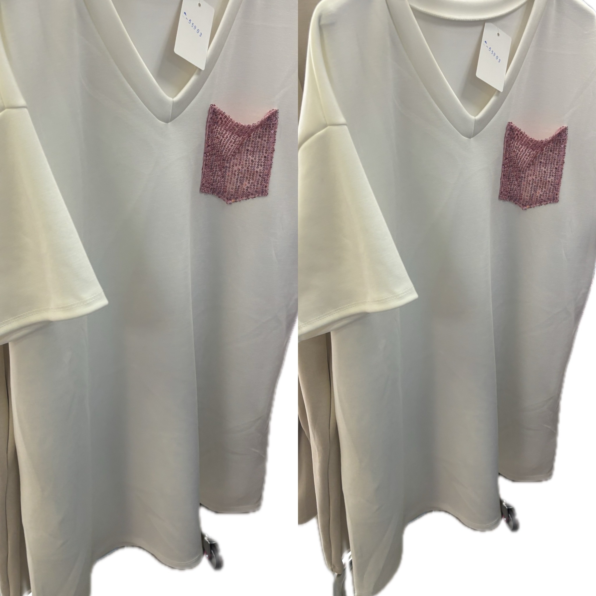 SWEATERDRESS V HALS BLING MATEN 46 TOT 54