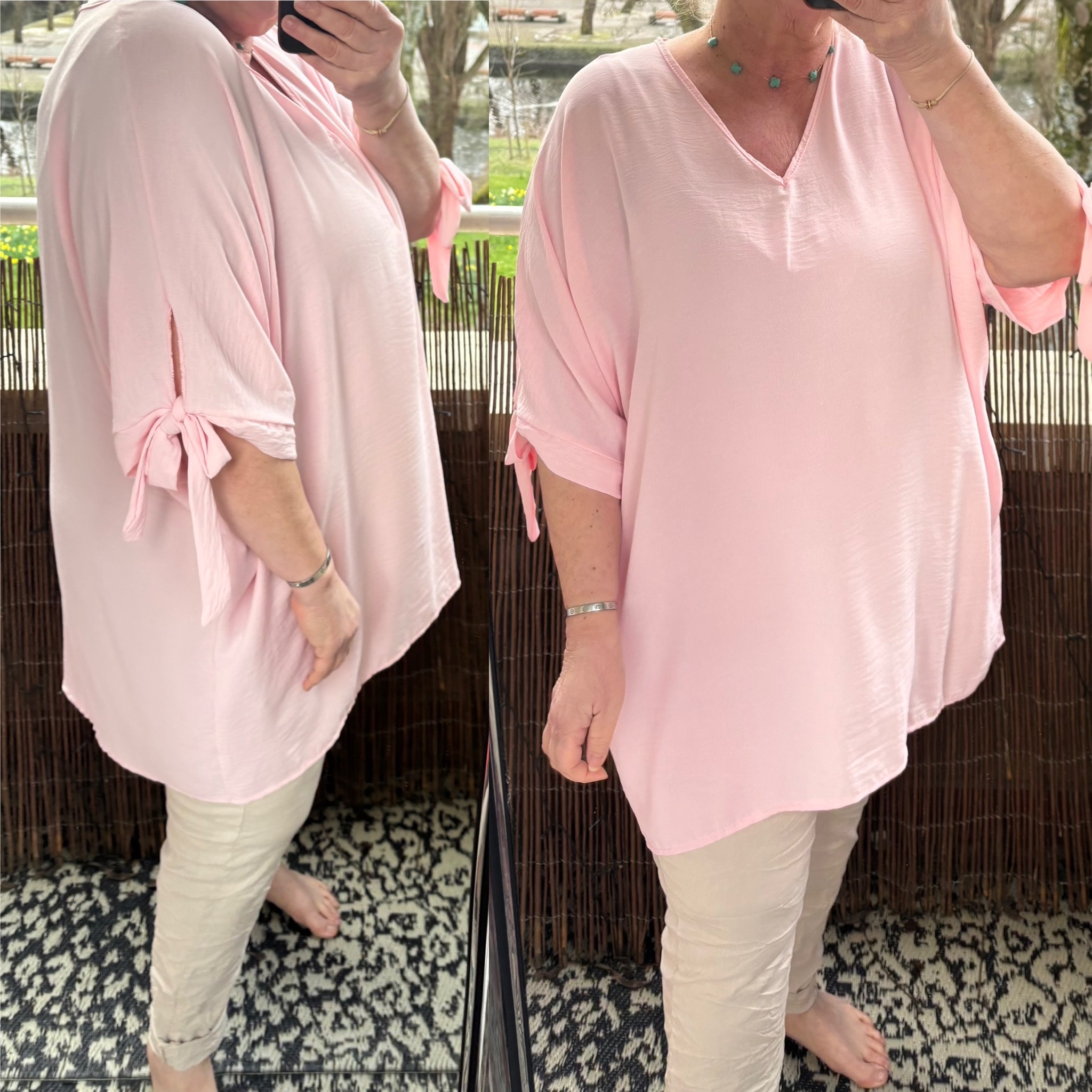 TUNIEK V HALS STRIK MOUW MATEN 48 TOT 54