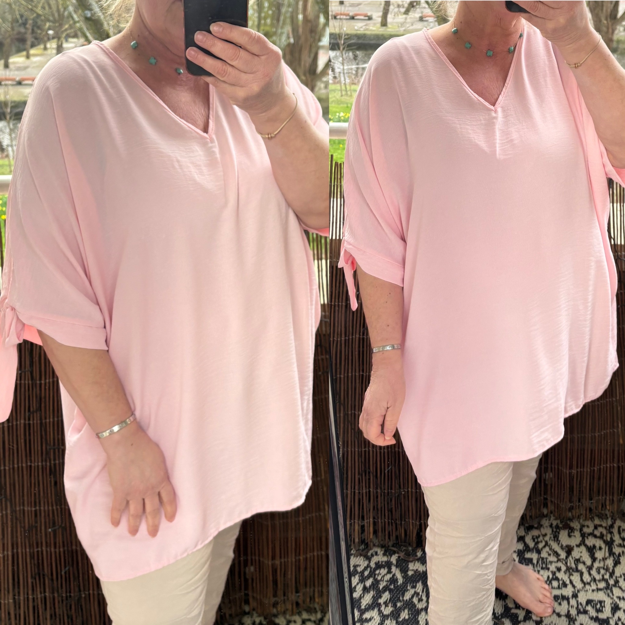 TUNIEK V HALS STRIK MOUW MATEN 48 TOT 54