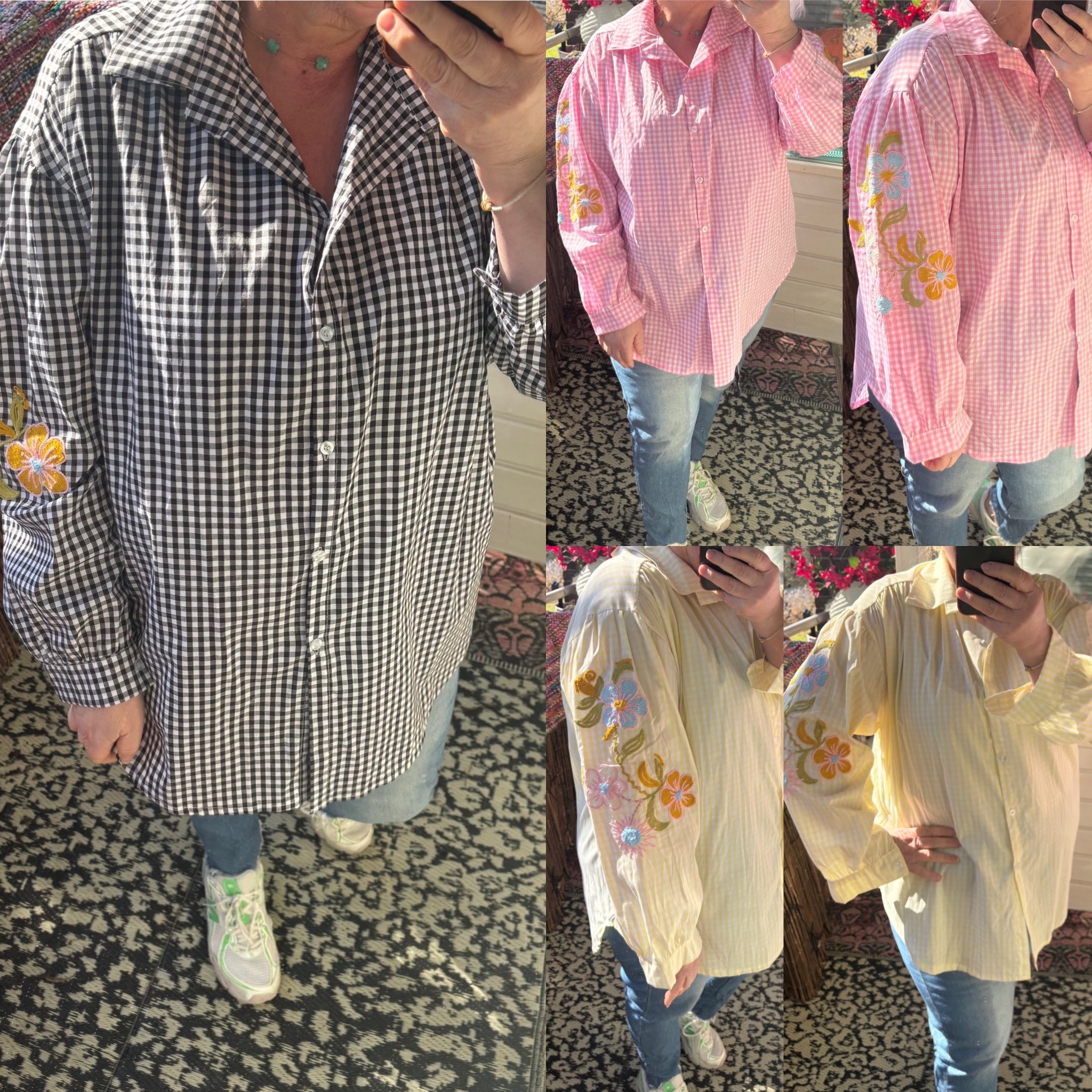 KATOEN BLOUSJE RUIT/ BORDUUR MATEN 44 TOT 52