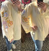 KATOEN BLOUSJE RUIT/ BORDUUR MATEN 44 TOT 52