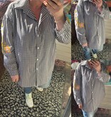 KATOEN BLOUSJE RUIT/ BORDUUR MATEN 44 TOT 52