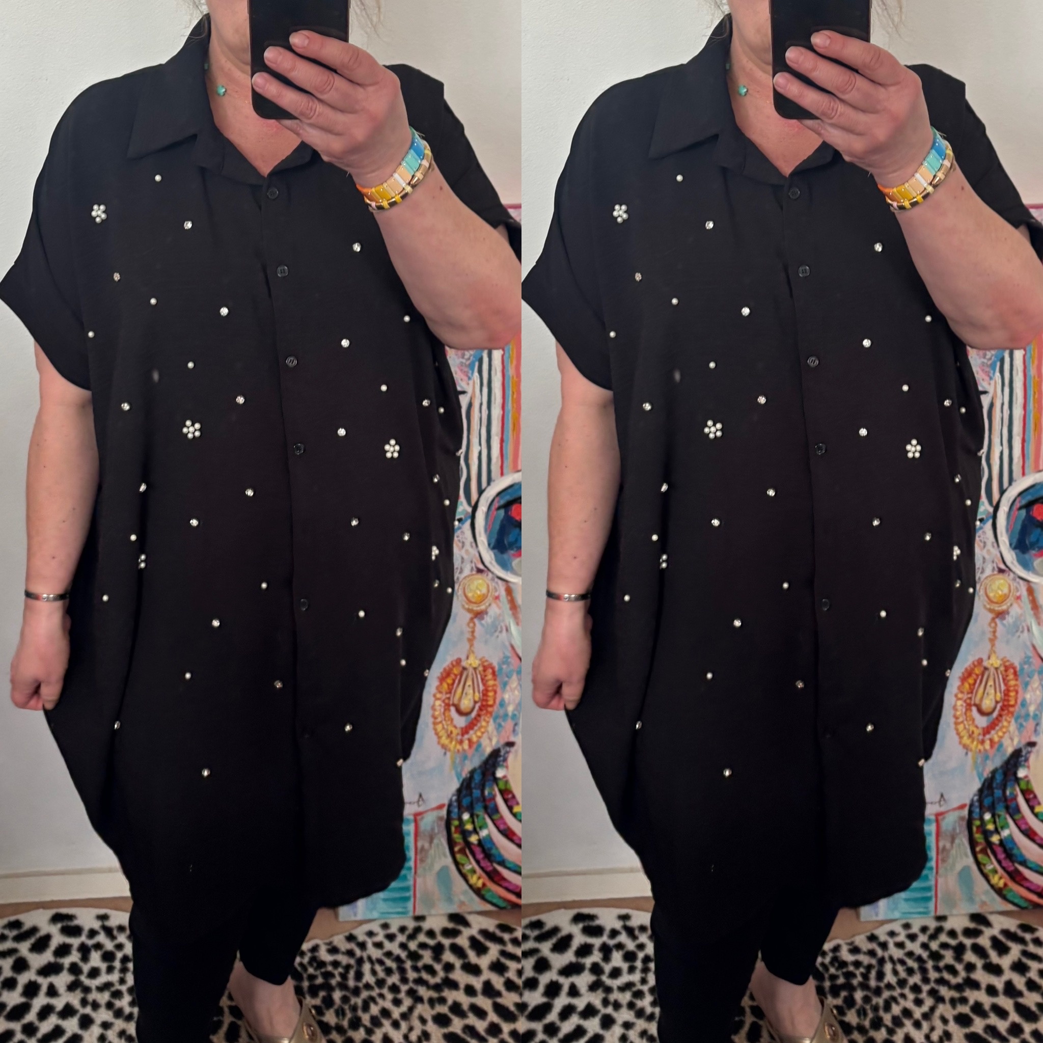 TUNIEK PAREL EN BLING MATEN 46/48 TOT 56