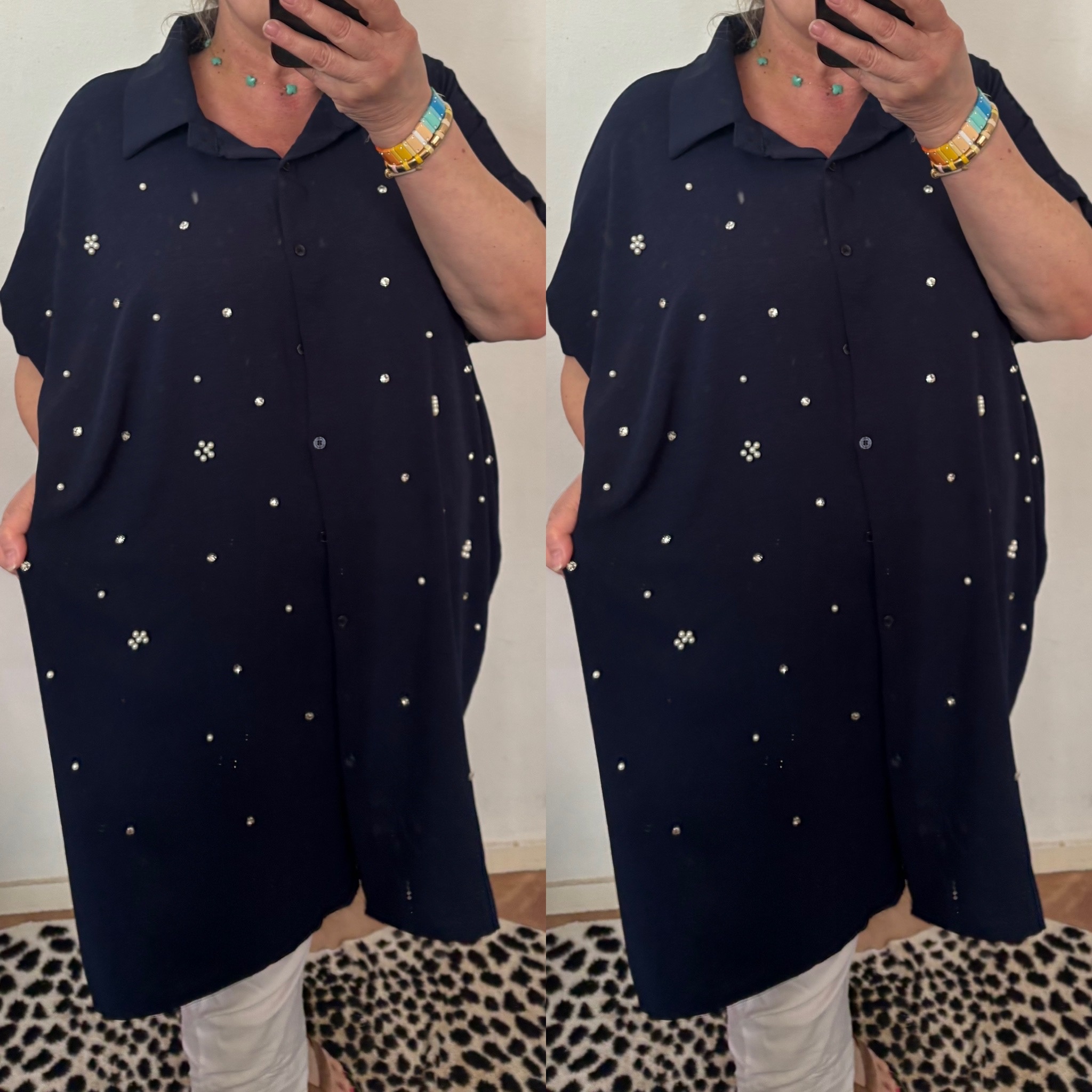 TUNIEK PAREL EN BLING MATEN 46/48 TOT 56