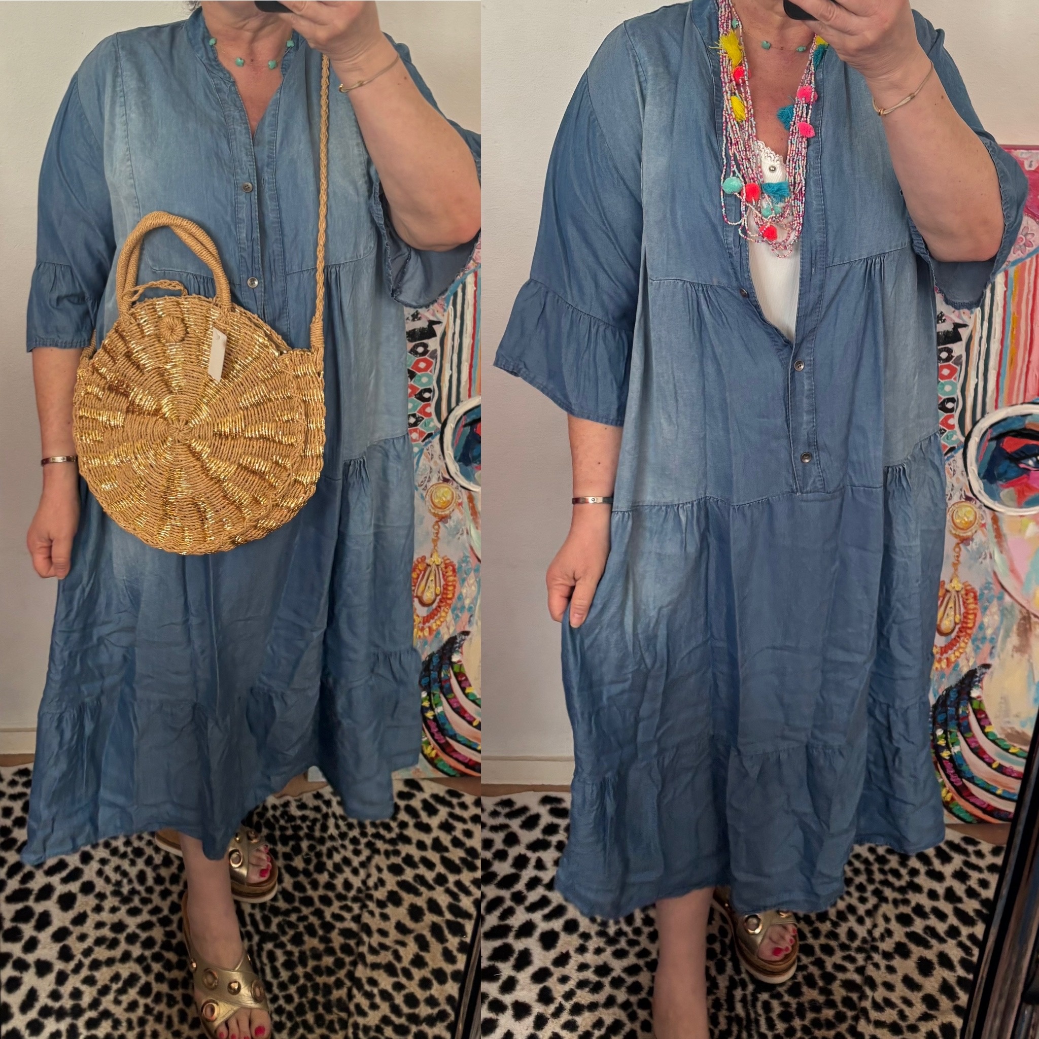 BOHO JEANS JURK MATEN 48 TOT 54/56