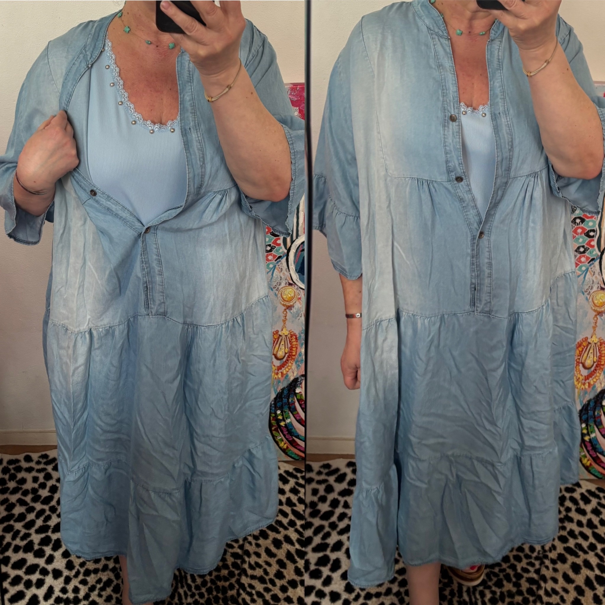 BOHO JEANS JURK MATEN 48 TOT 54/56