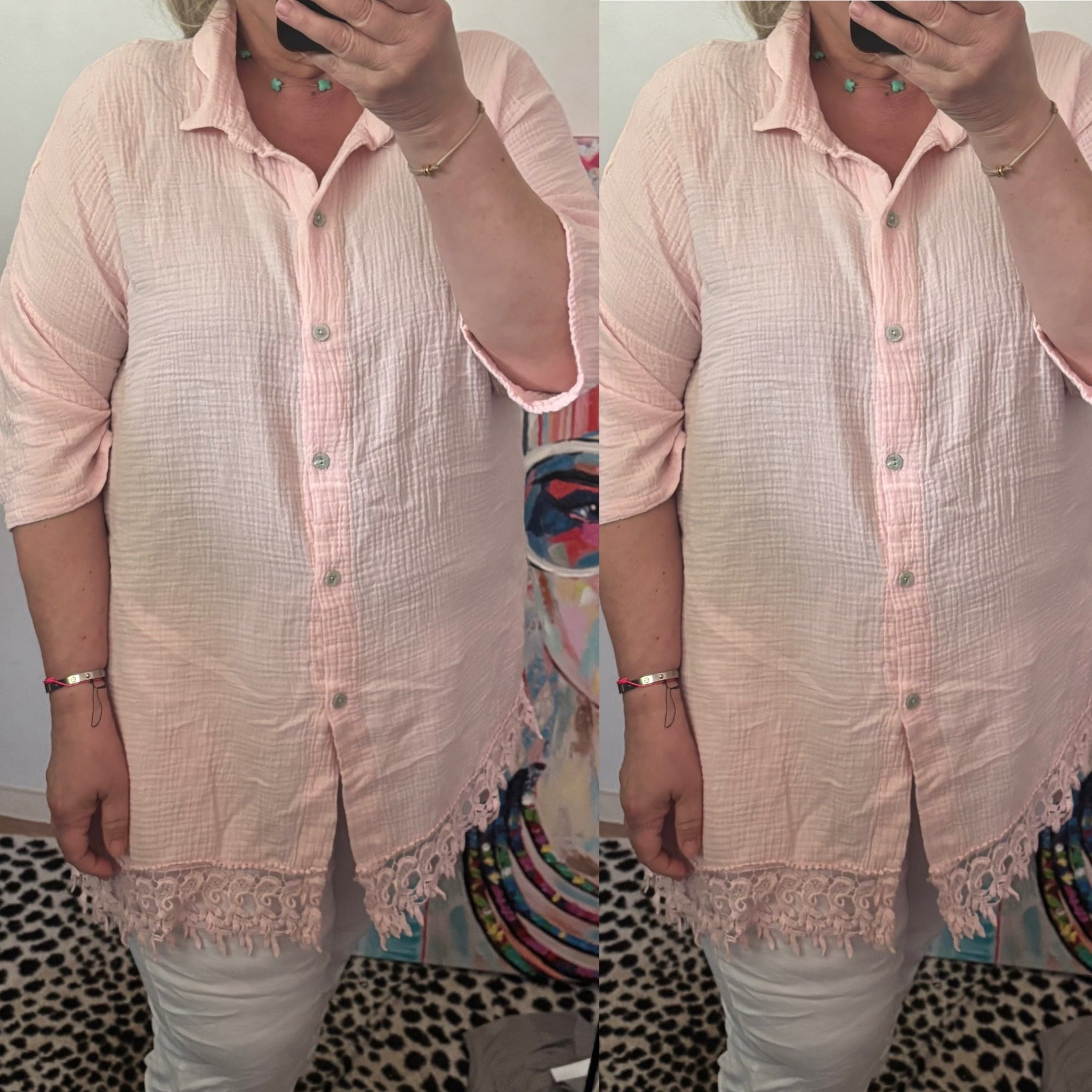 BLOUSE WAFEL RAFEL MATEN 44 TOT 50 KLEINE 52