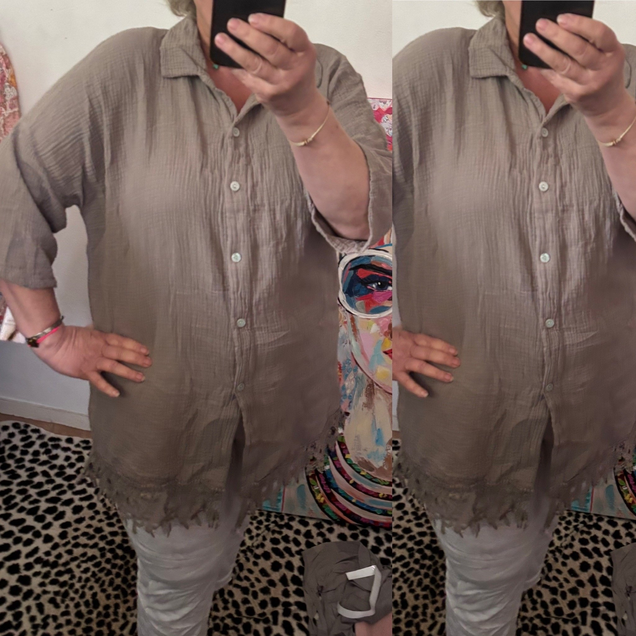 BLOUSE WAFEL RAFEL MATEN 44 TOT 50 KLEINE 52
