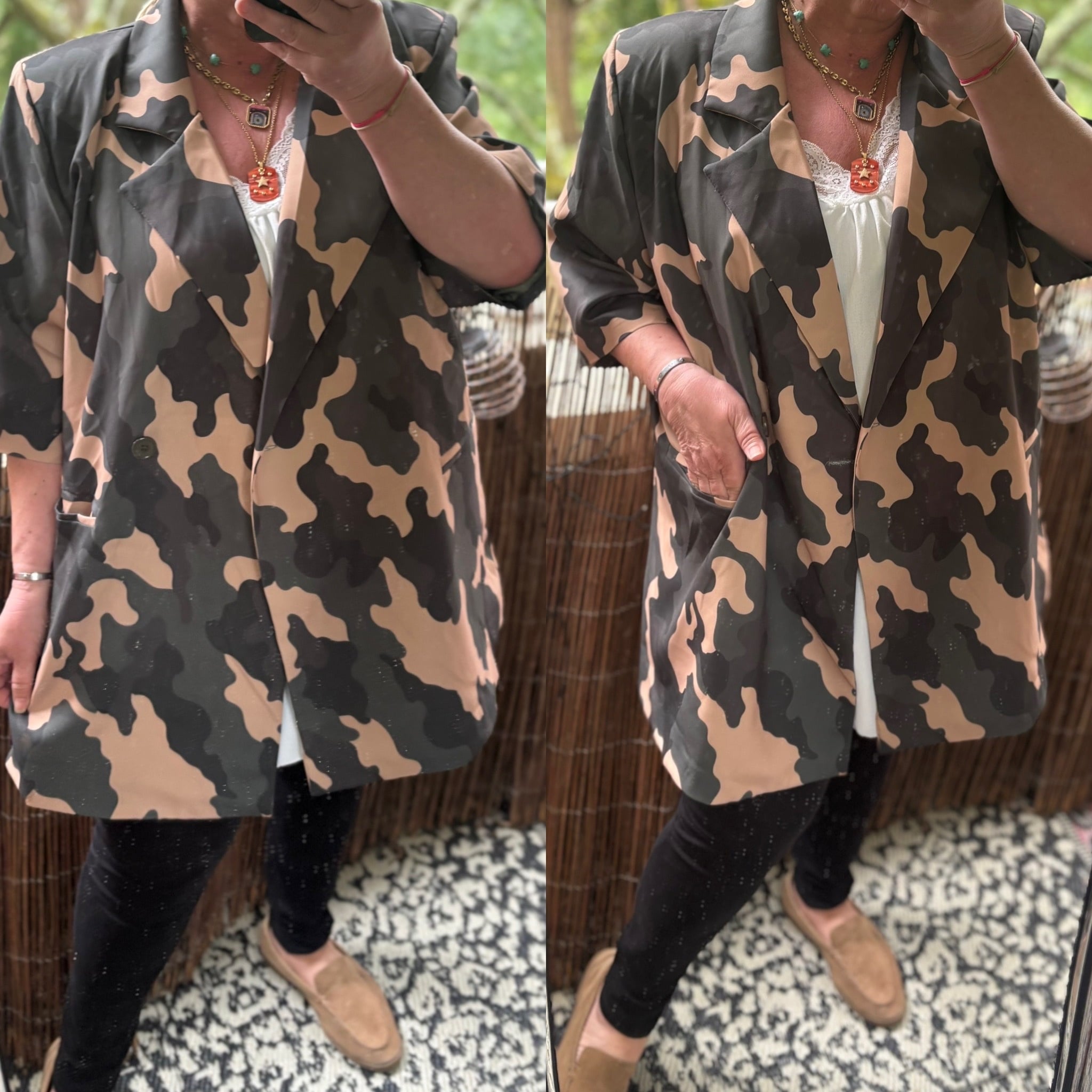 BLAZER ARMY CAMEO MATEN 46 TOT 52 RUIM EN OPEN TOT 54
