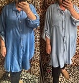 JEANS LOOK GLANS LICHT OF DONKER BLOUSE MATEN 46 TOT 52